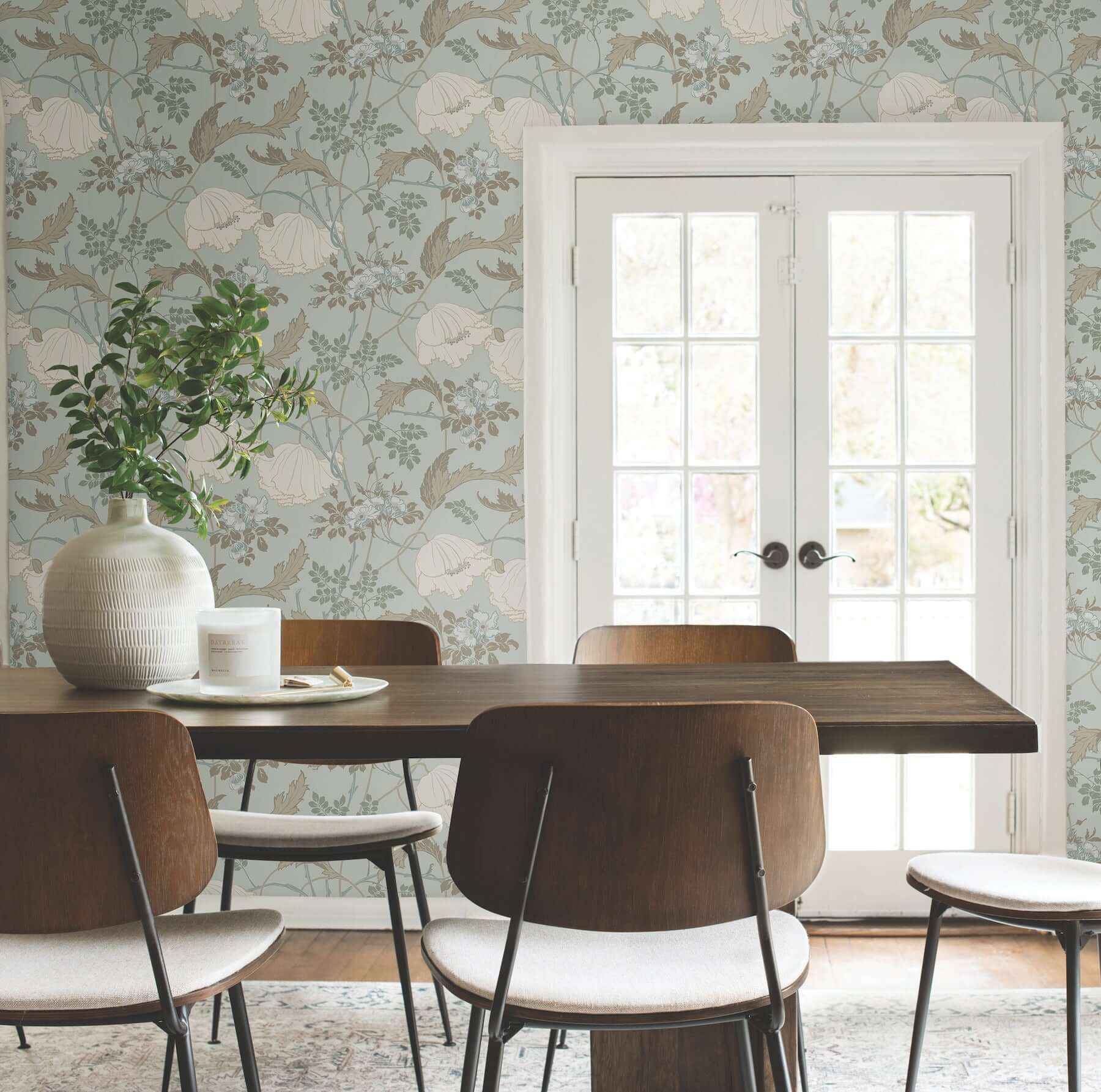 Gwendolyn Blue & Suede Wallpaper - York Wallcoverings - MF4755 - York Wallcoverings Wallpaper