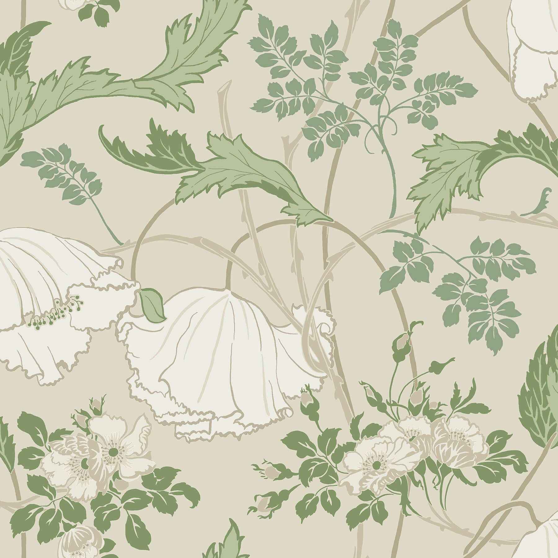 Gwendolyn Ecru & Green Wallpaper - York Wallcoverings - MF4751 - York Wallcoverings Wallpaper