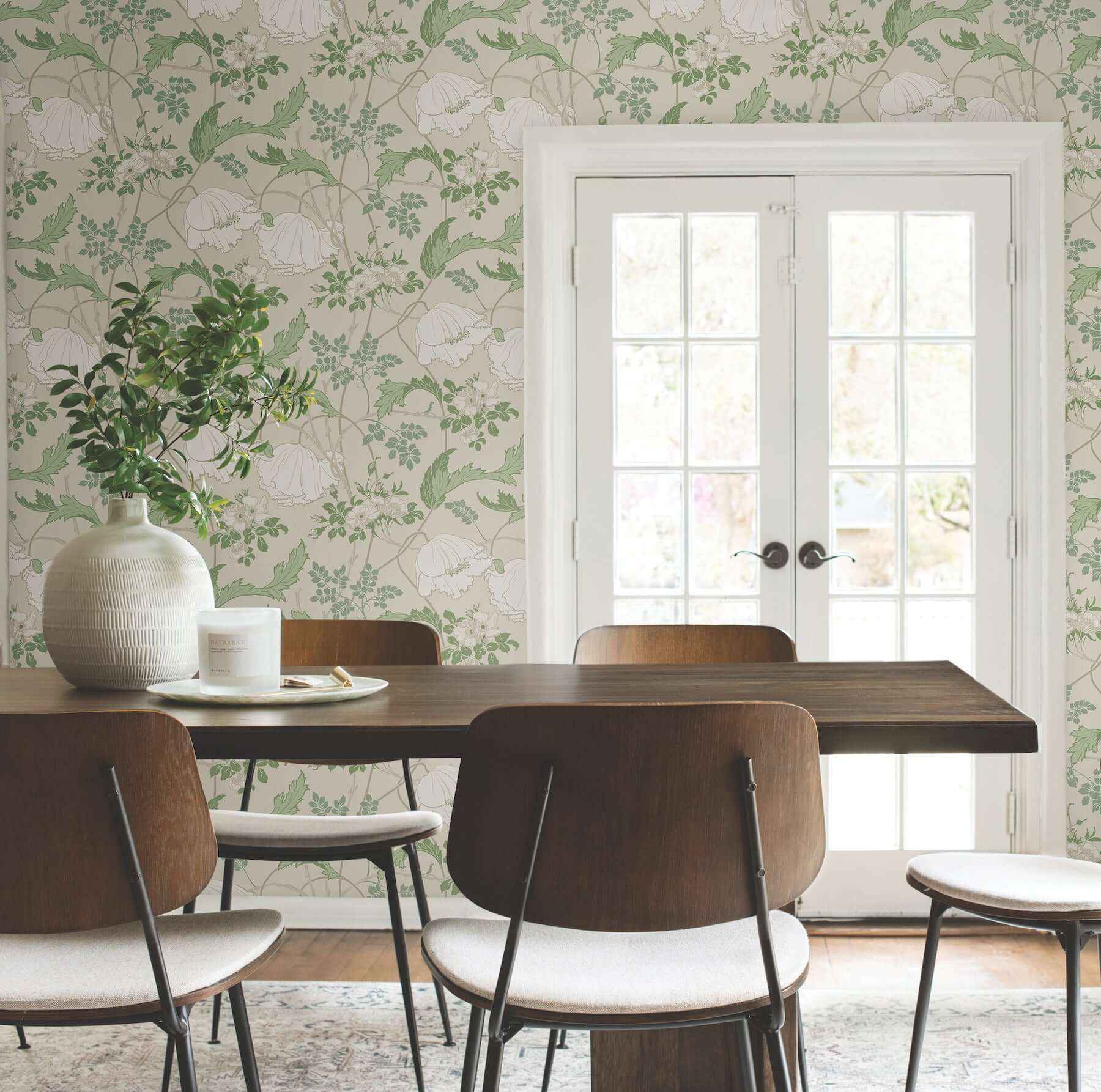 Gwendolyn Ecru & Green Wallpaper - York Wallcoverings - MF4751 - York Wallcoverings Wallpaper