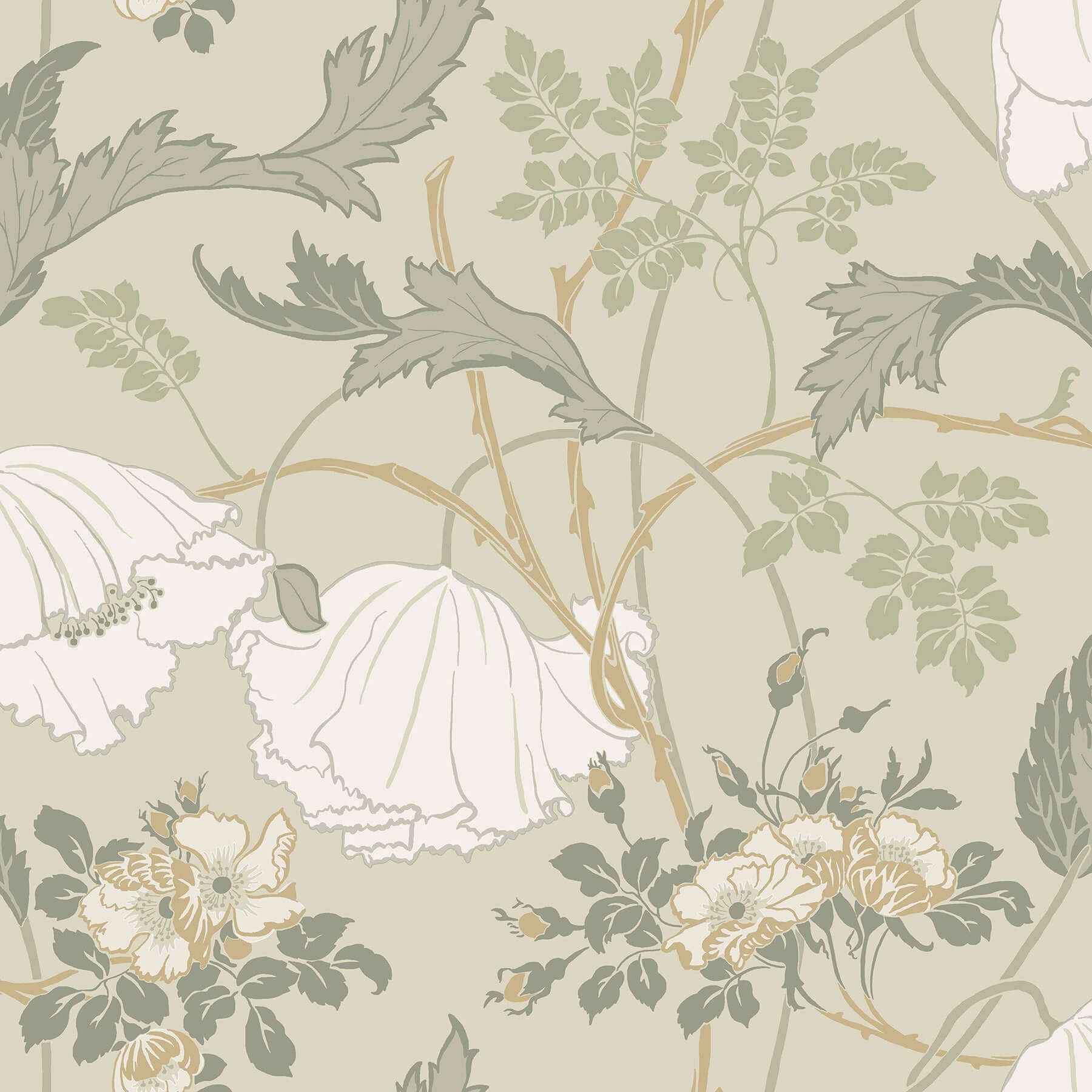 Gwendolyn Linen & Sage Wallpaper - York Wallcoverings - MF4754 - York Wallcoverings Wallpaper