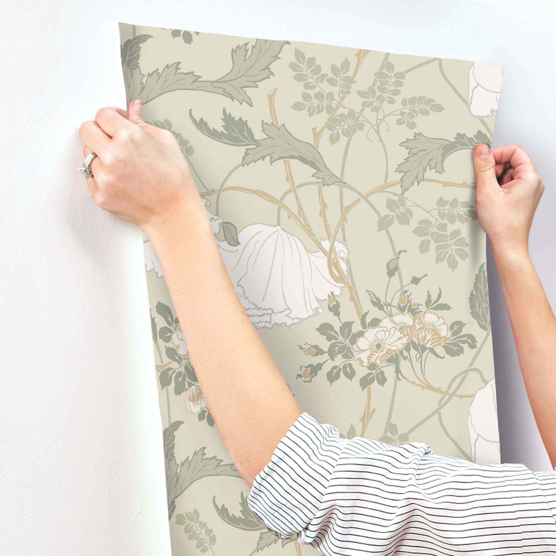 Gwendolyn Linen & Sage Wallpaper - York Wallcoverings - MF4754 - York Wallcoverings Wallpaper
