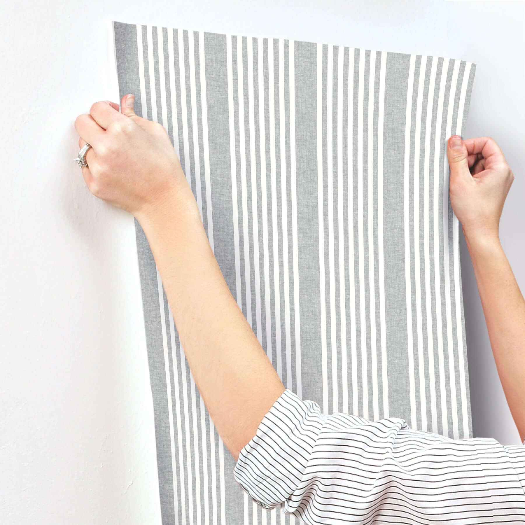 French Charcoal Linen Stripe Wallpaper - York Wallcoverings - SR1586MH - York Wallcoverings Wallpaper