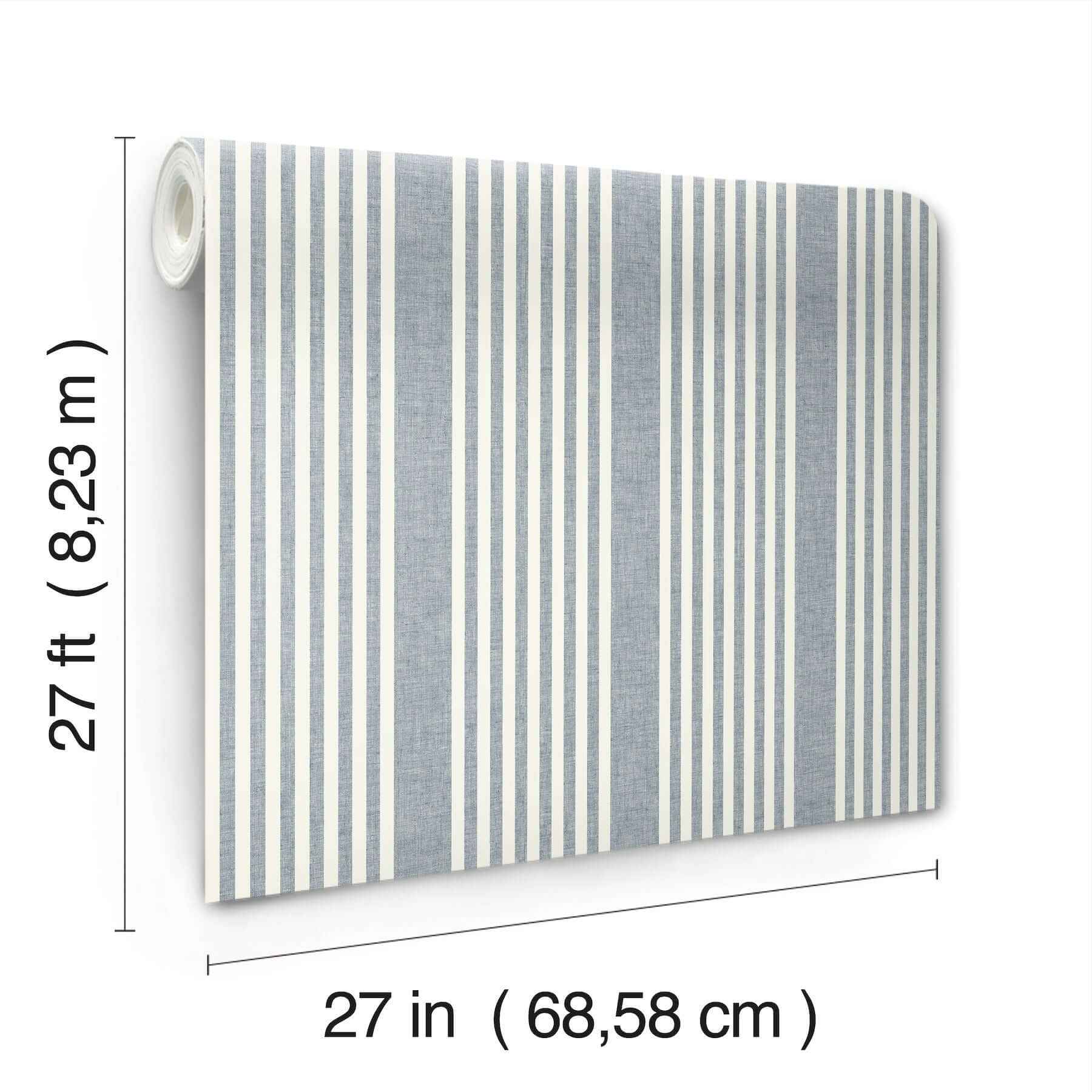French Navy Linen Stripe Wallpaper - York Wallcoverings - MF4768 - York Wallcoverings Wallpaper