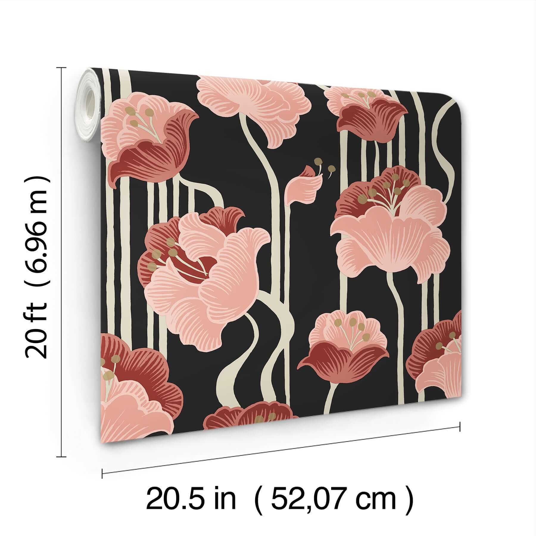 shirley-coral-deco-floral-peel-stick-wallpaper-york-wallcoverings-psw1571rl - York Wallcoverings P&S Wallpaper