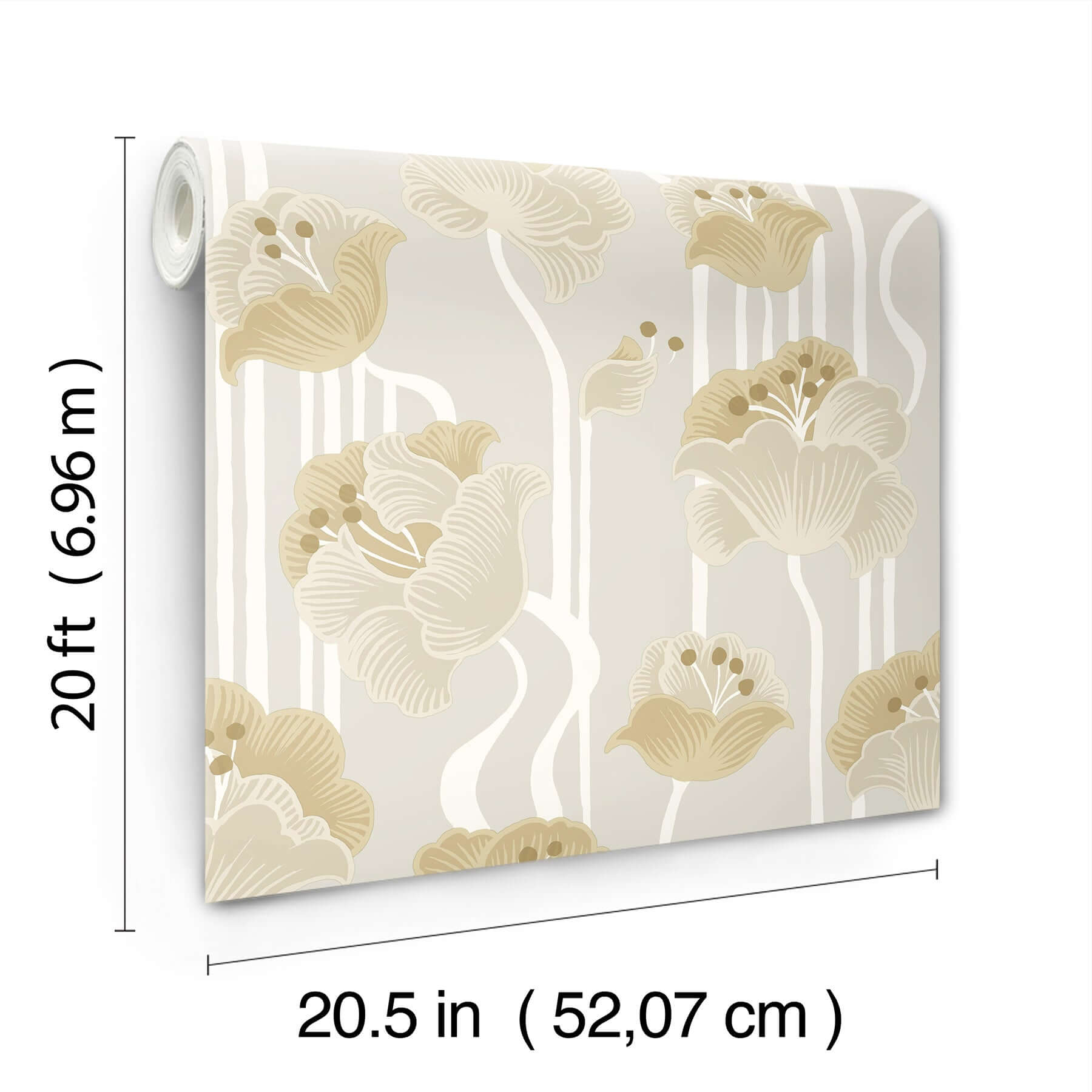 shirley-neutral-deco-floral-peel-stick-wallpaper-york-wallcoverings-psw1568rl - York Wallcoverings P&S Wallpaper