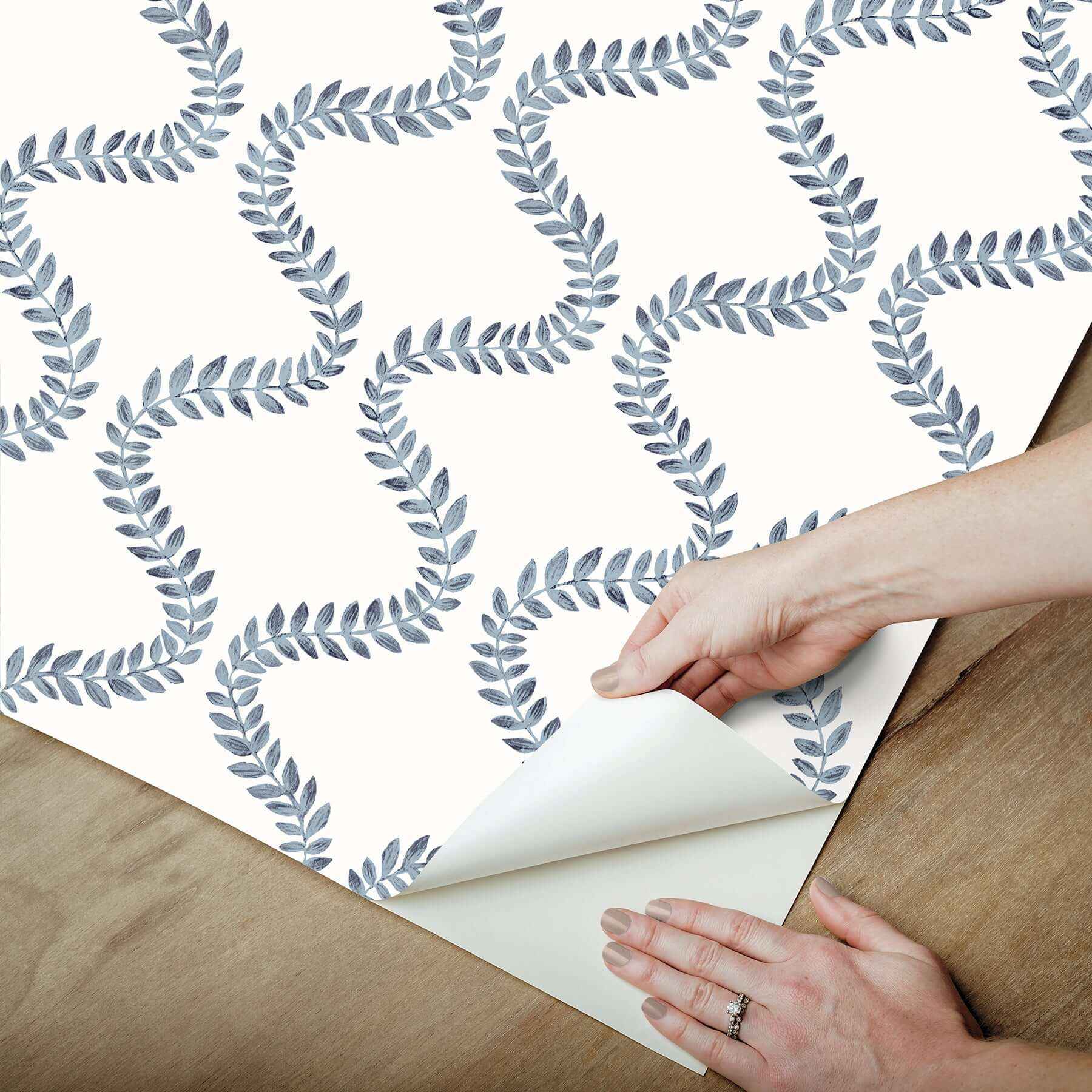 Florentine Blue Vine Trellis Peel & Stick Wallpaper - York Wallcoverings - PSW1573RL - York Wallcoverings P&S Wallpaper