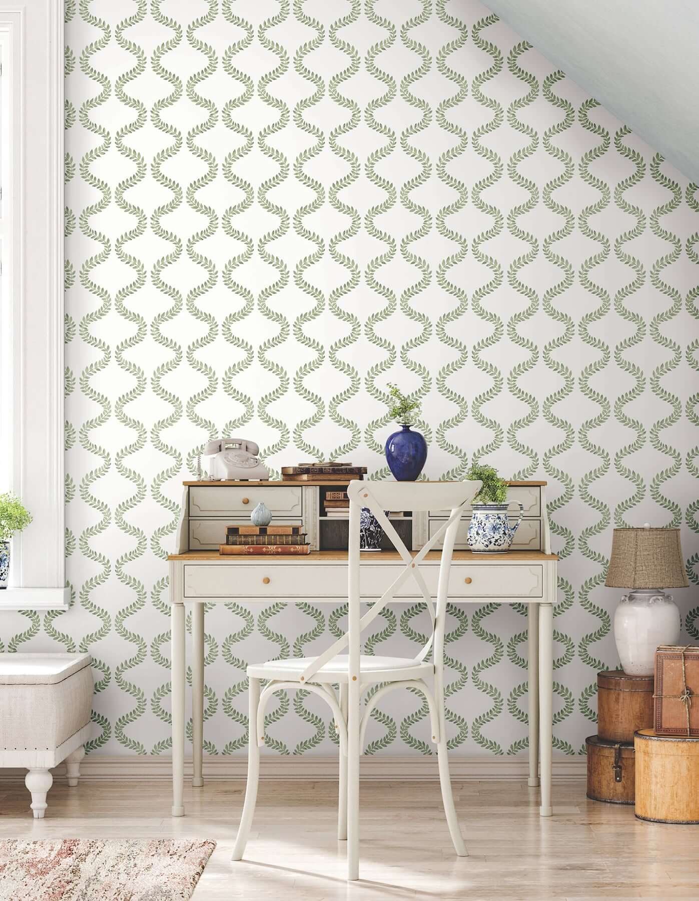 florentine-green-vine-trellis-peel-stick-wallpaper-york-wallcoverings-psw1574rl - York Wallpaper Wallpaper