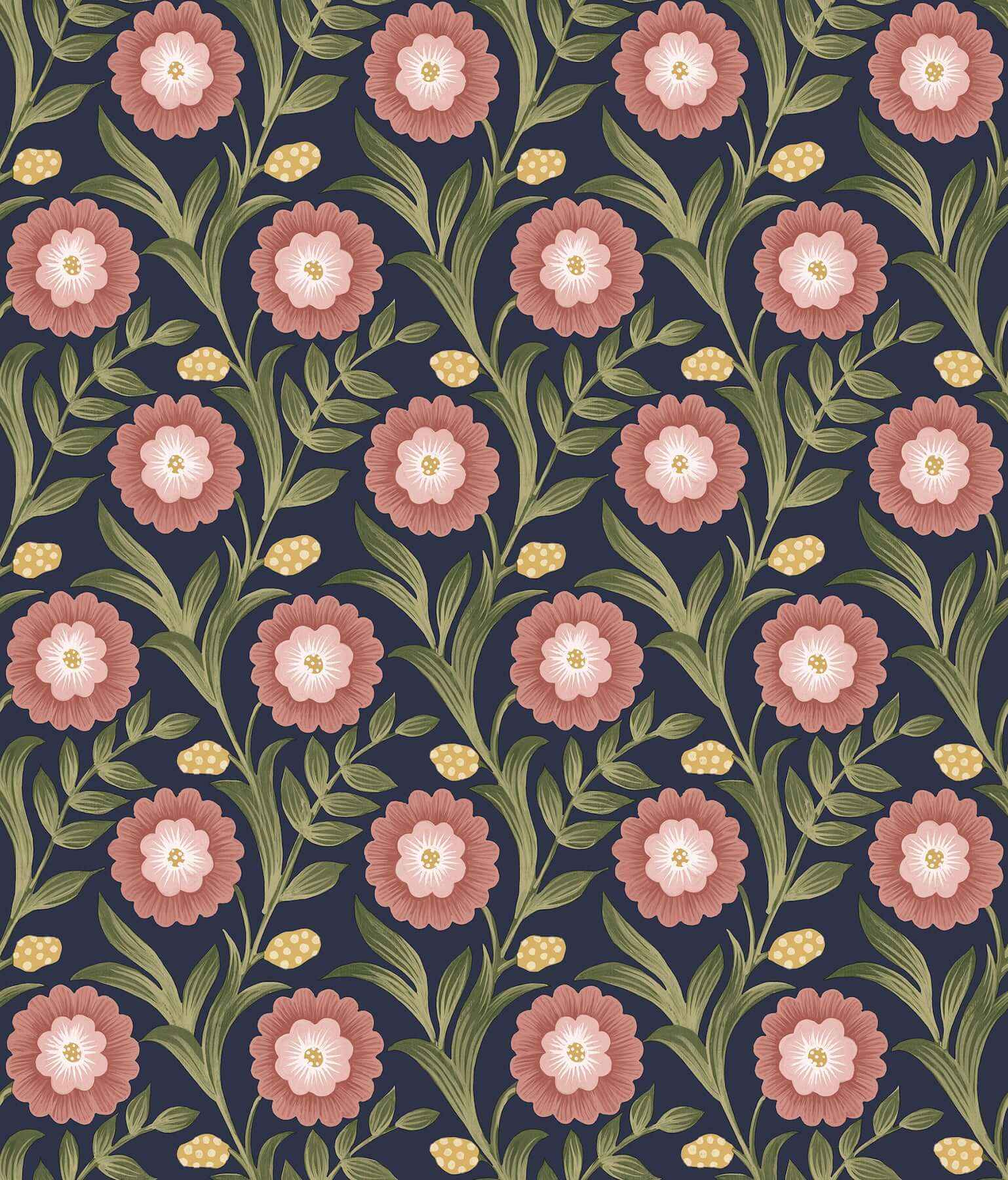 Lillian Blue Floral Vine Peel & Stick Wallpaper - York Wallcoverings - PSW1580RL