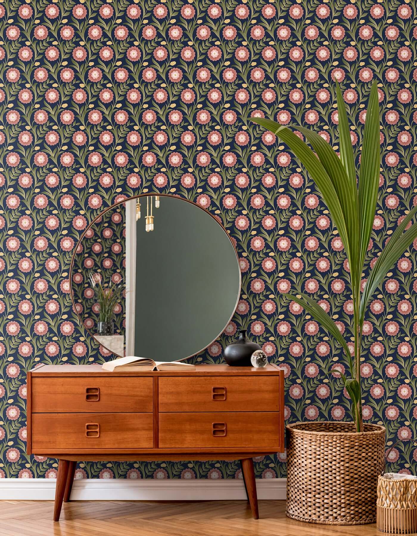 lillian-blue-floral-vine-peel-stick-wallpaper-york-wallcoverings-psw1580rl - York Wallpaper Wallpaper