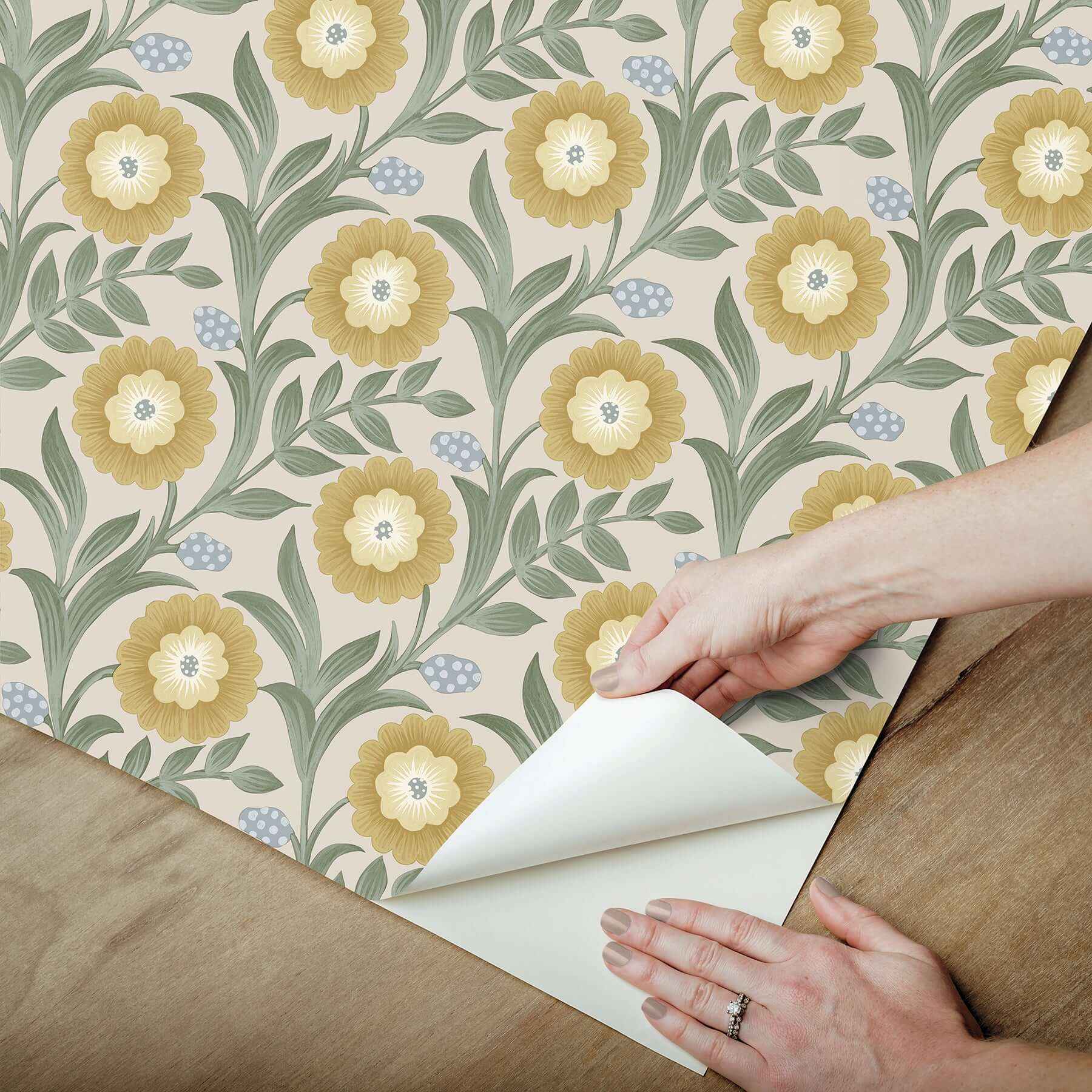 Lillian Sage Floral Vine Peel & Stick Wallpaper - York Wallcoverings - PSW1579RL - York Wallcoverings P&S Wallpaper
