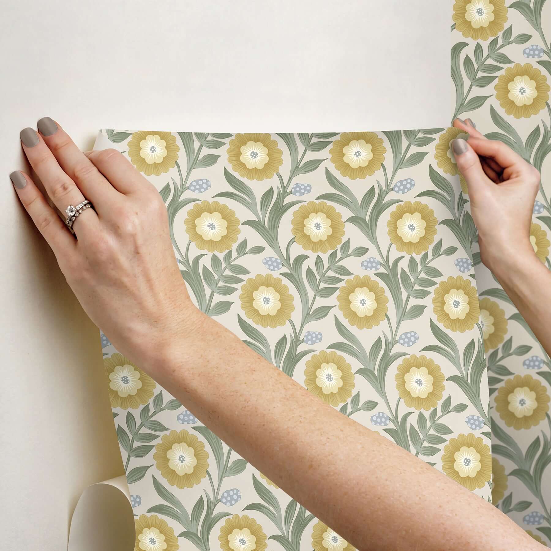 lillian-sage-floral-vine-peel-stick-wallpaper-york-wallcoverings-psw1579rl - York Wallcoverings P&S Wallpaper