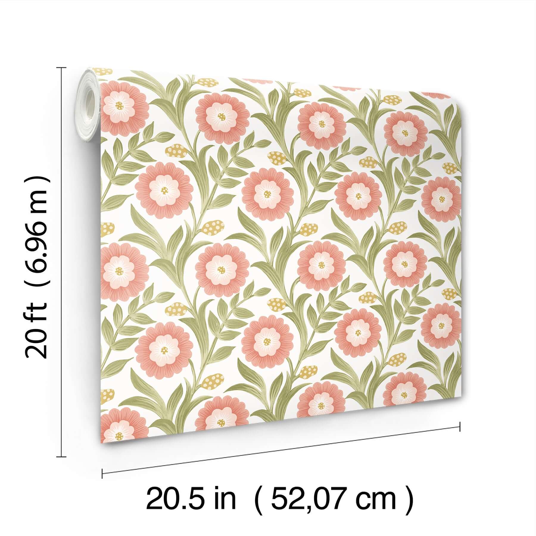 lillian-pink-floral-vine-peel-stick-wallpaper-york-wallcoverings-psw1582rl - York Wallpaper Wallpaper