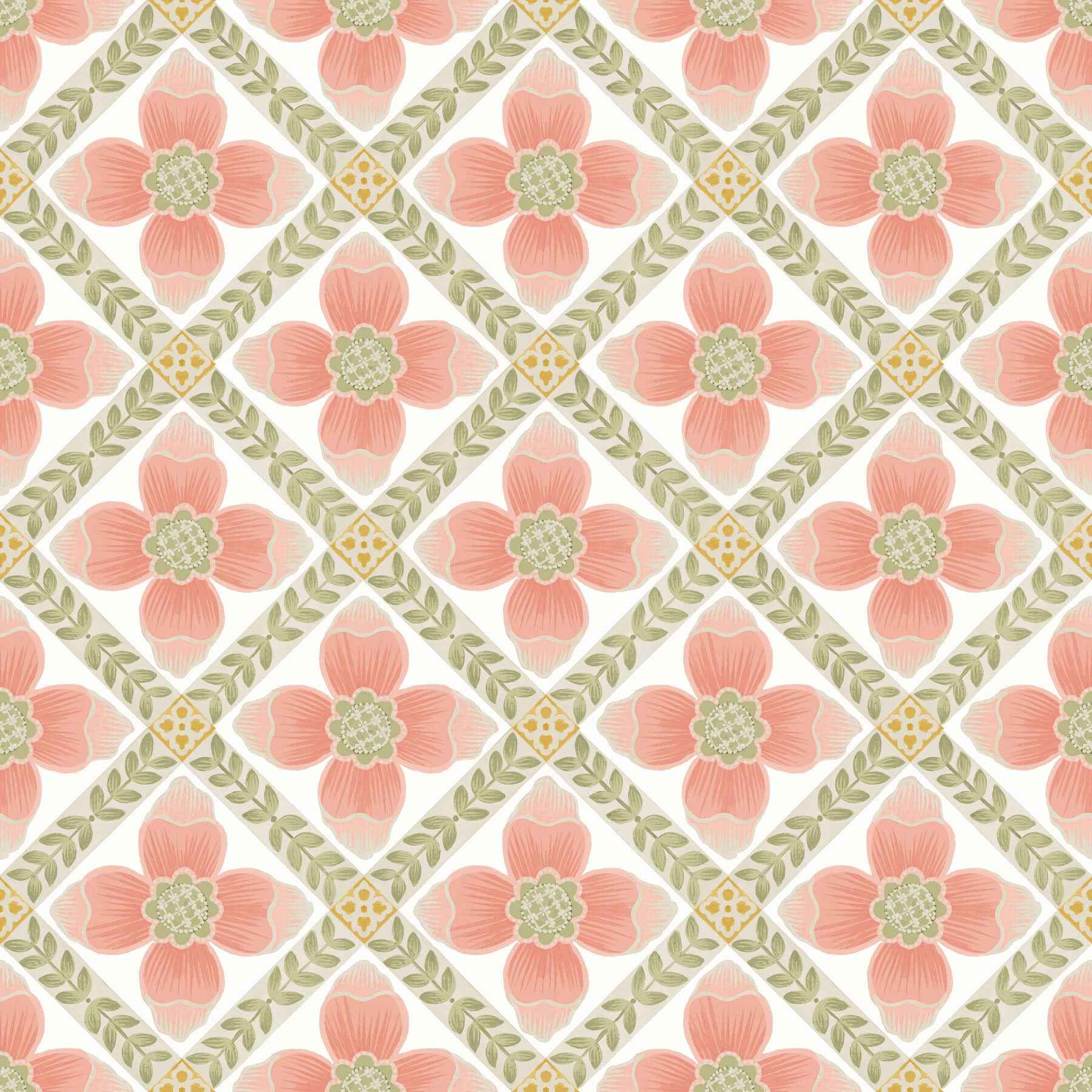 Mimi Coral Quilted Floral Peel & Stick Wallpaper - York Wallcoverings - PSW1584RL - York Wallcoverings Wallpaper