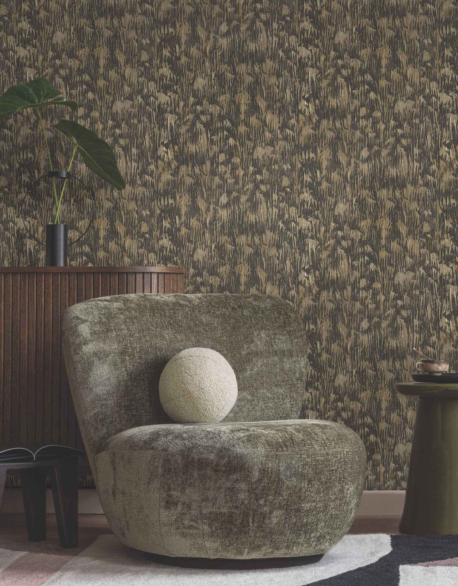 Gilded Plume Black Wallpaper - York Wallcoverings - FM1004 - York Wallcoverings Wallpaper