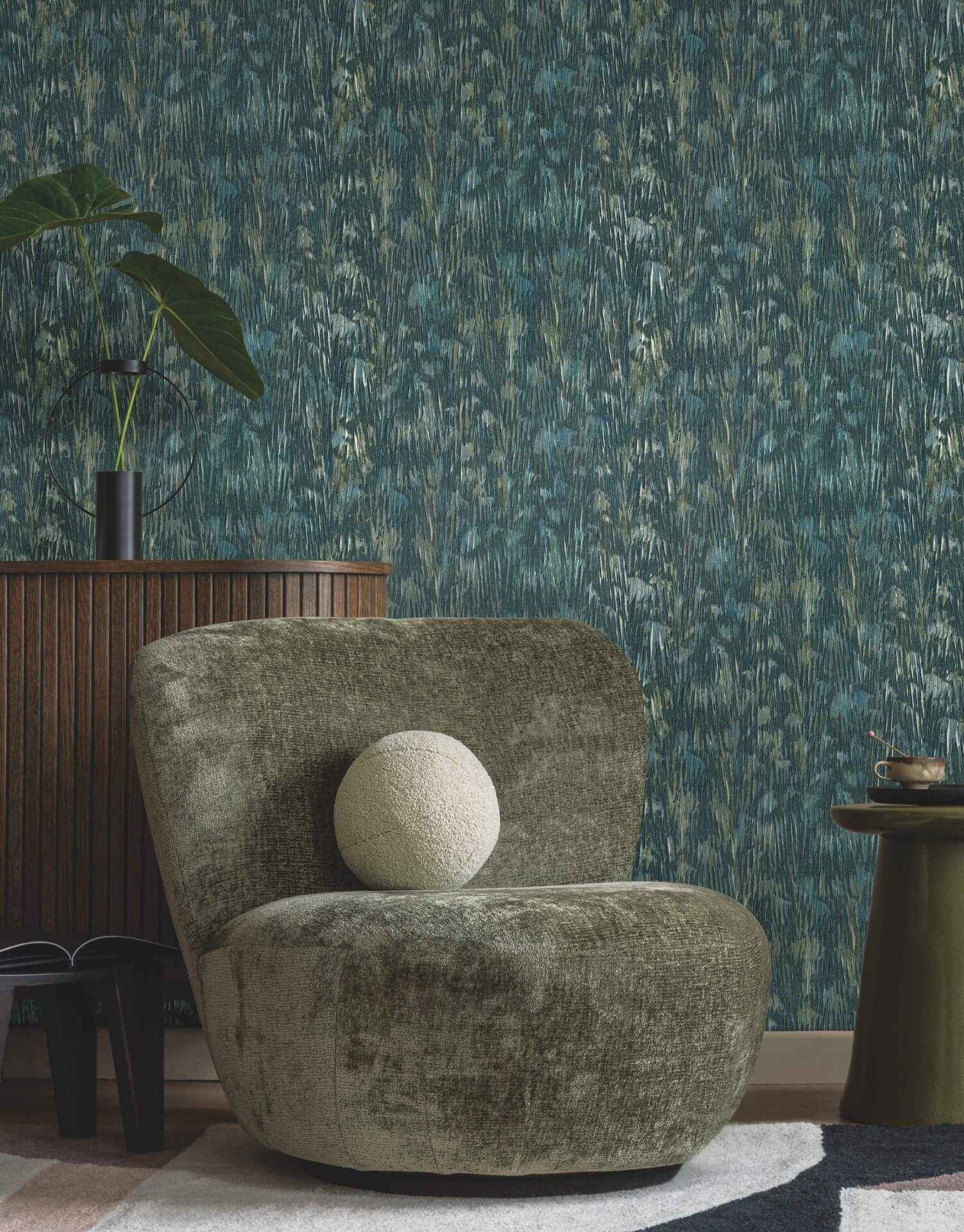 Gilded Plume Teal Wallpaper - York Wallcoverings - FM1001