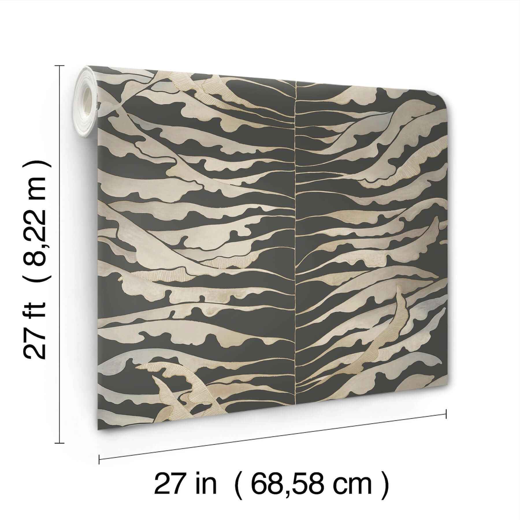 Leaf Column Black Wallpaper - York Wallcoverings - FM1042 - York Wallcoverings Wallpaper