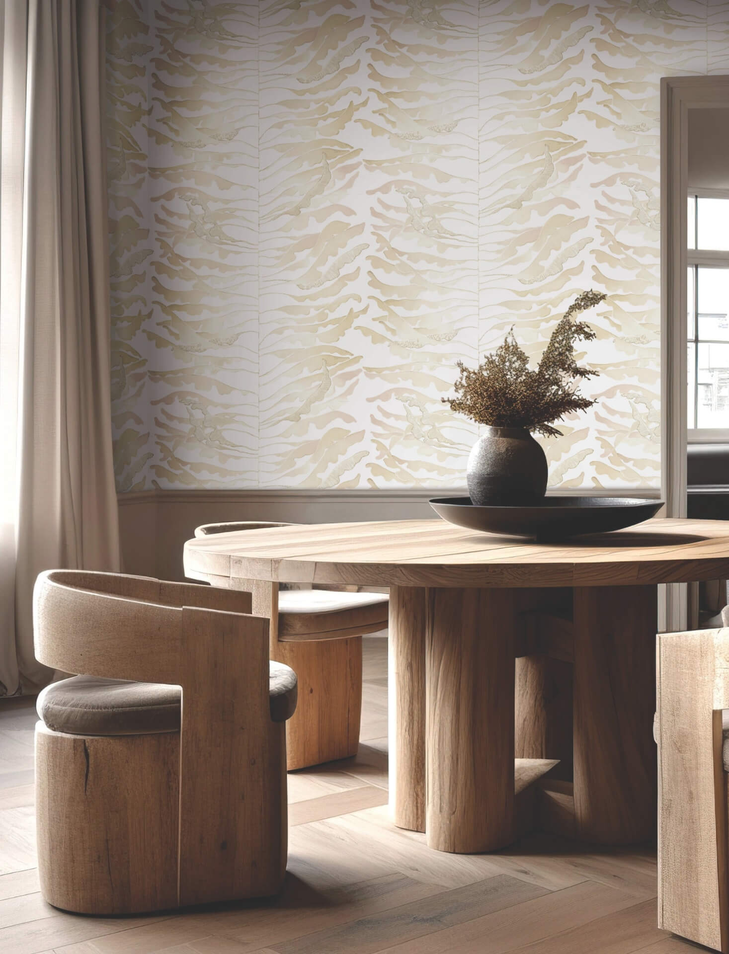 leaf-column-taupe-wallpaper-york-wallcoverings-fm1041 - York Wallpaper Wallpaper