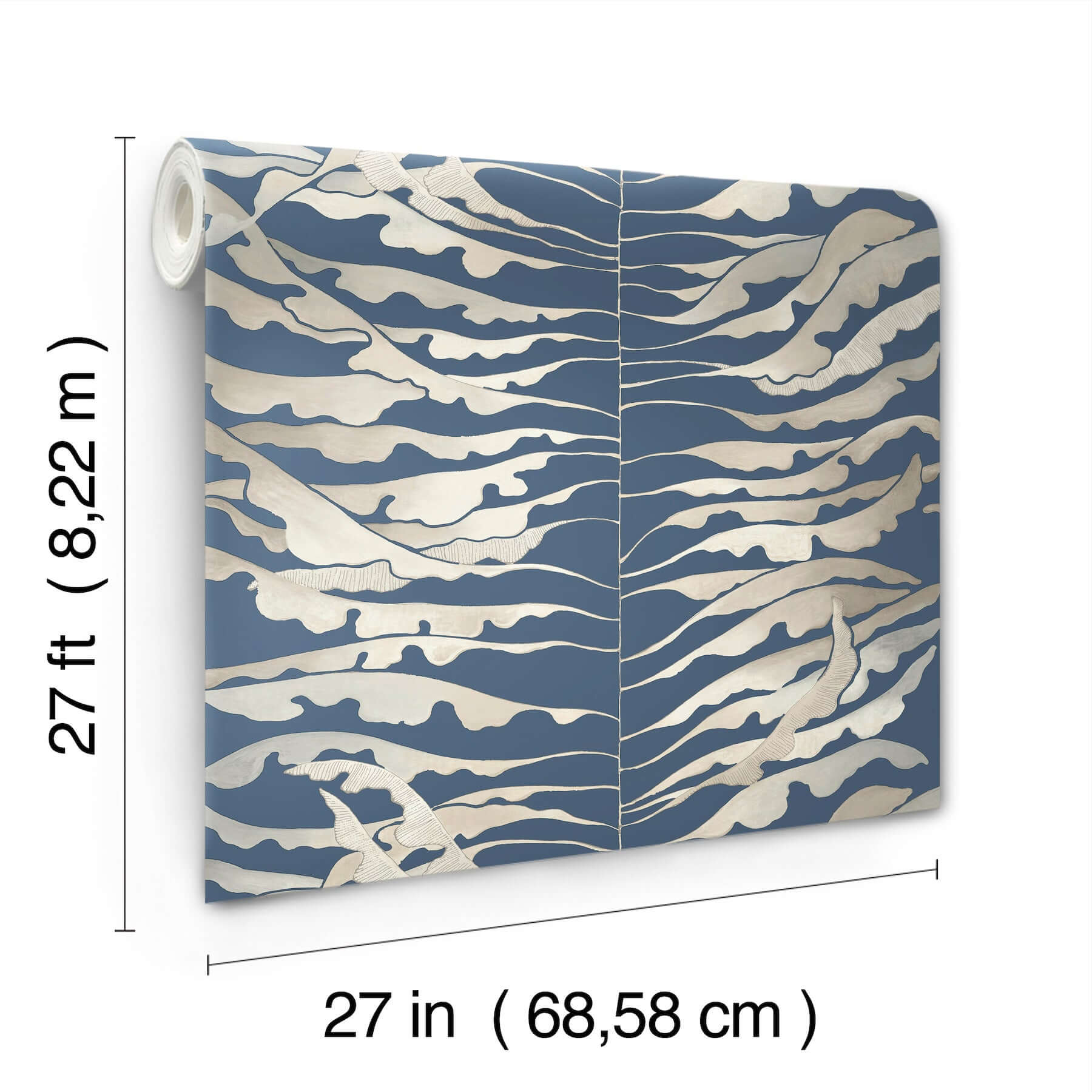 leaf-column-navy-wallpaper-york-wallcoverings-fm1043 - York Wallpaper Wallpaper