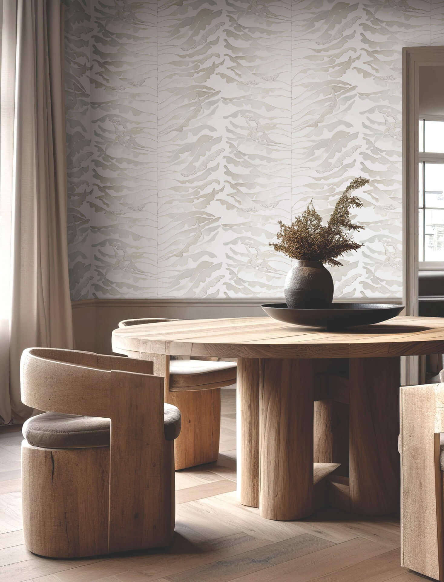 leaf-column-neutral-wallpaper-york-wallcoverings-fm1044 - York Wallpaper Wallpaper