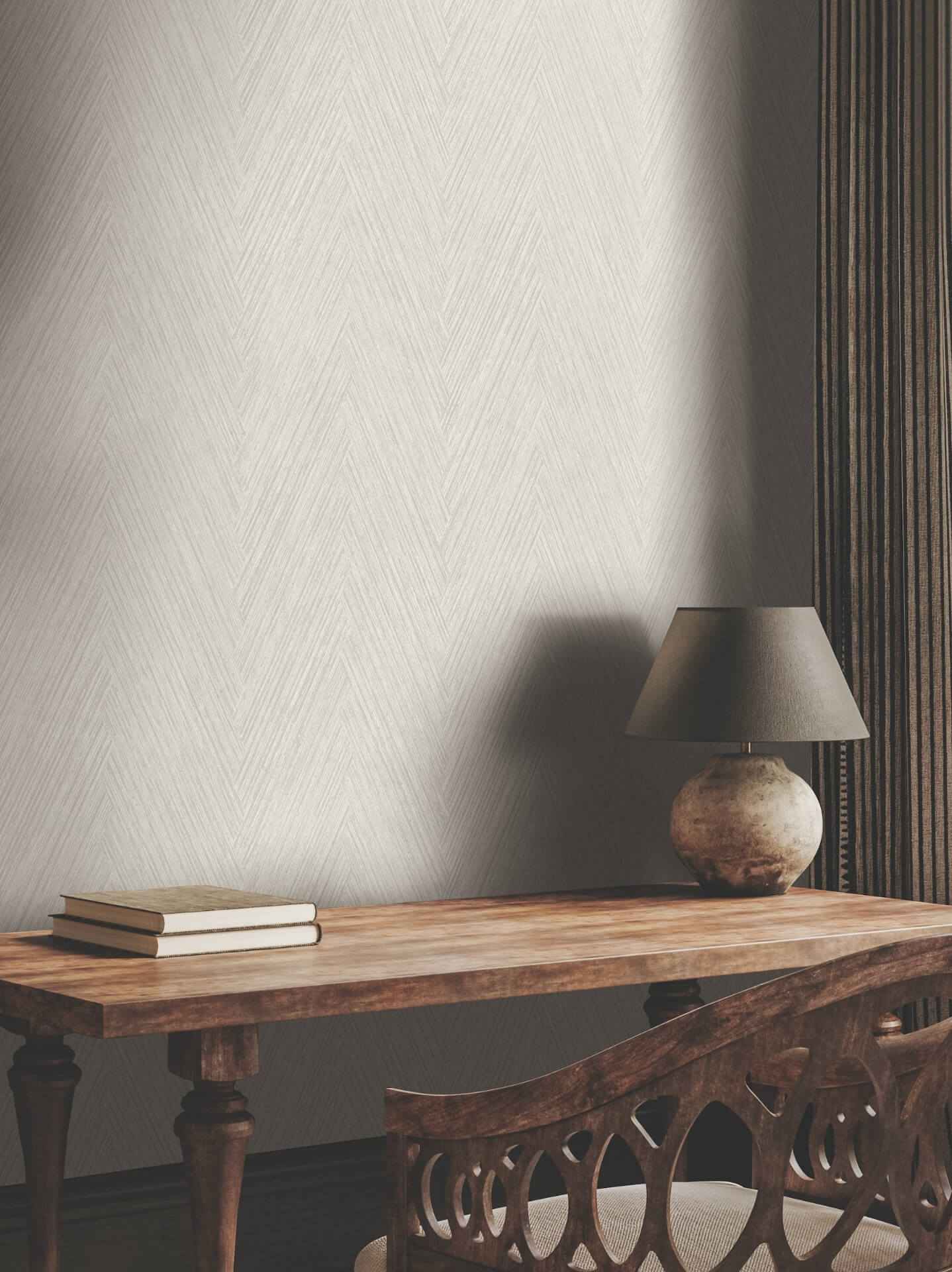 Thatched Chevron Light Neutral Wallpaper - York Wallcoverings - FM1052