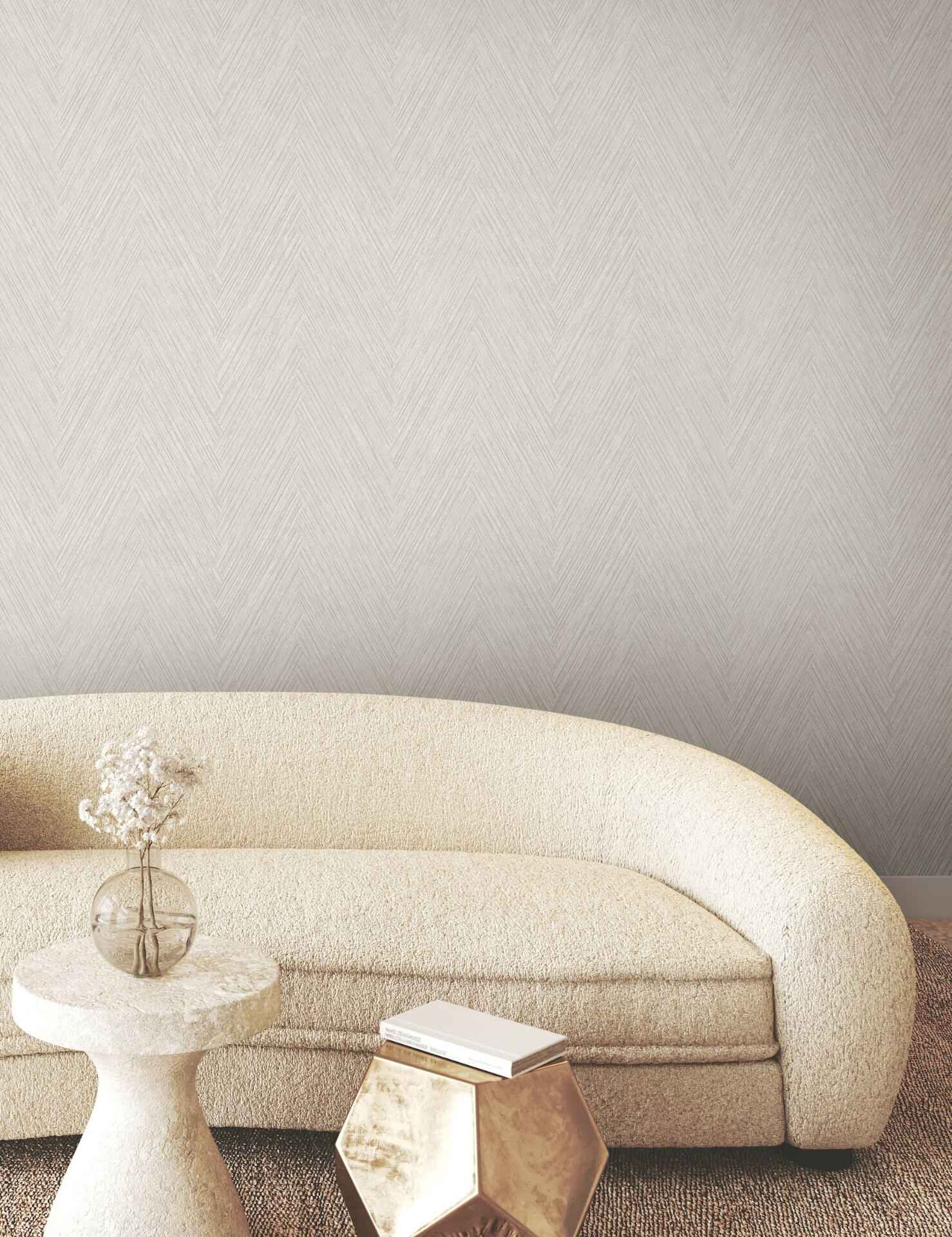 Thatched Chevron Light Neutral Wallpaper - York Wallcoverings - FM1052 - York Wallcoverings Wallpaper