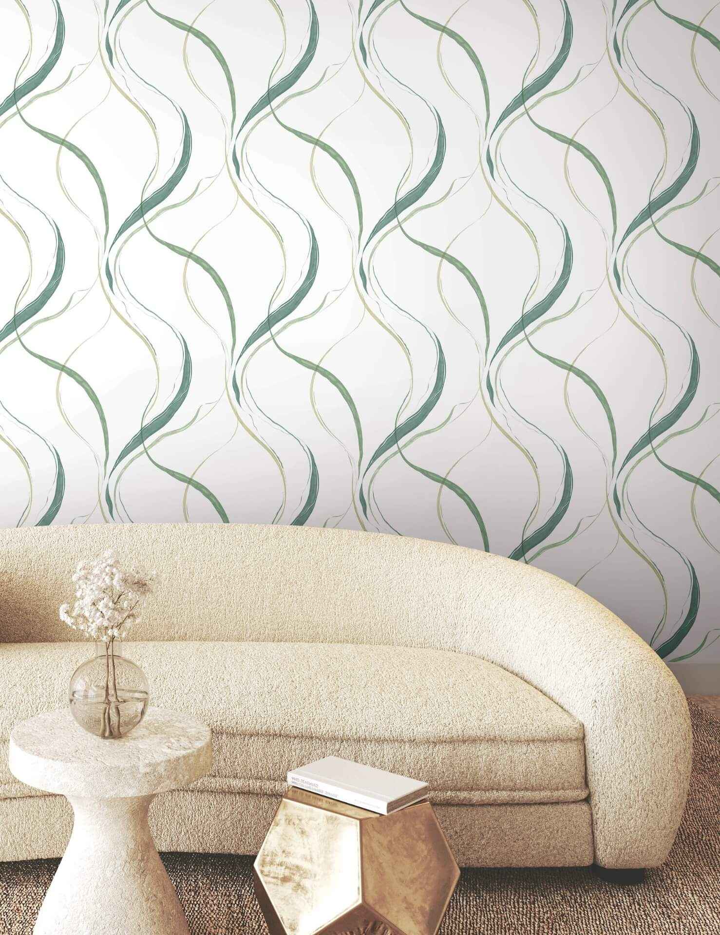 Ink Flow Green Wallpaper - York Wallcoverings - FM1095 - York Wallcoverings Wallpaper