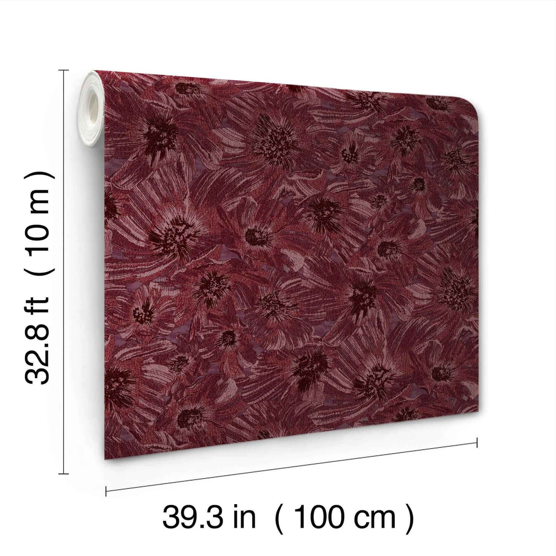 Anemoni Burgundy Wallpaper - York Wallcoverings - MI10505 - York Wallcoverings Wallpaper