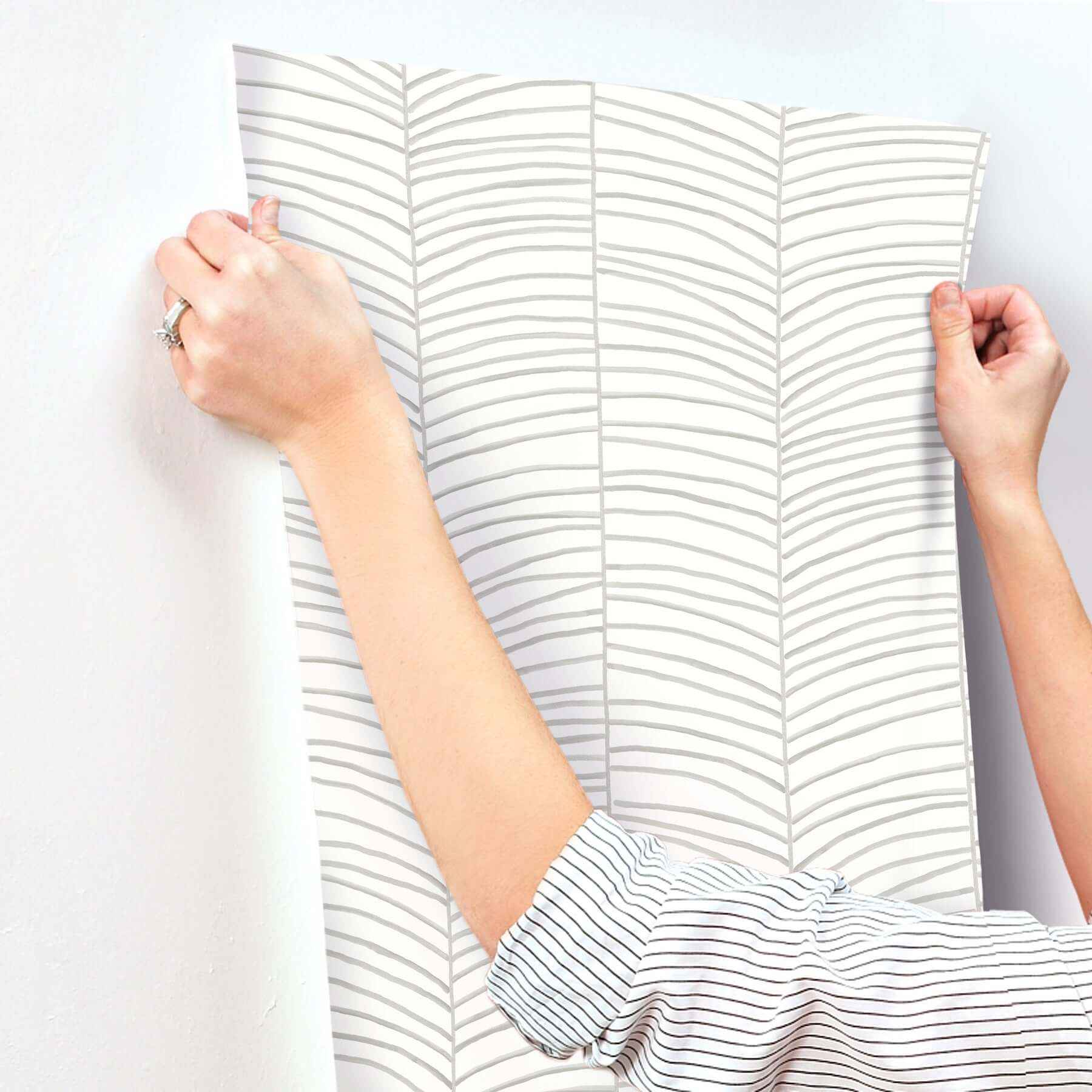 Cascade Palm Chevron Fog Wallpaper - York Wallcoverings - MT5671 - York Wallcoverings Wallpaper