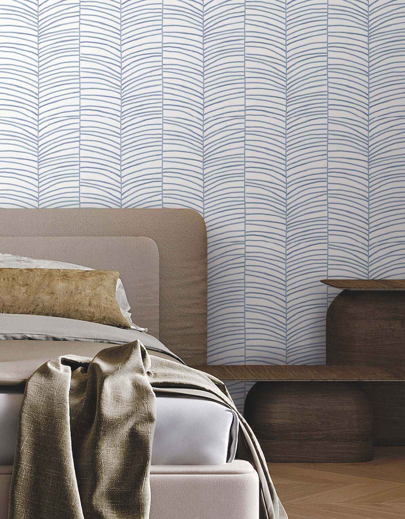 Cascade Palm Chevron Sea Wallpaper - York Wallcoverings - MT5672