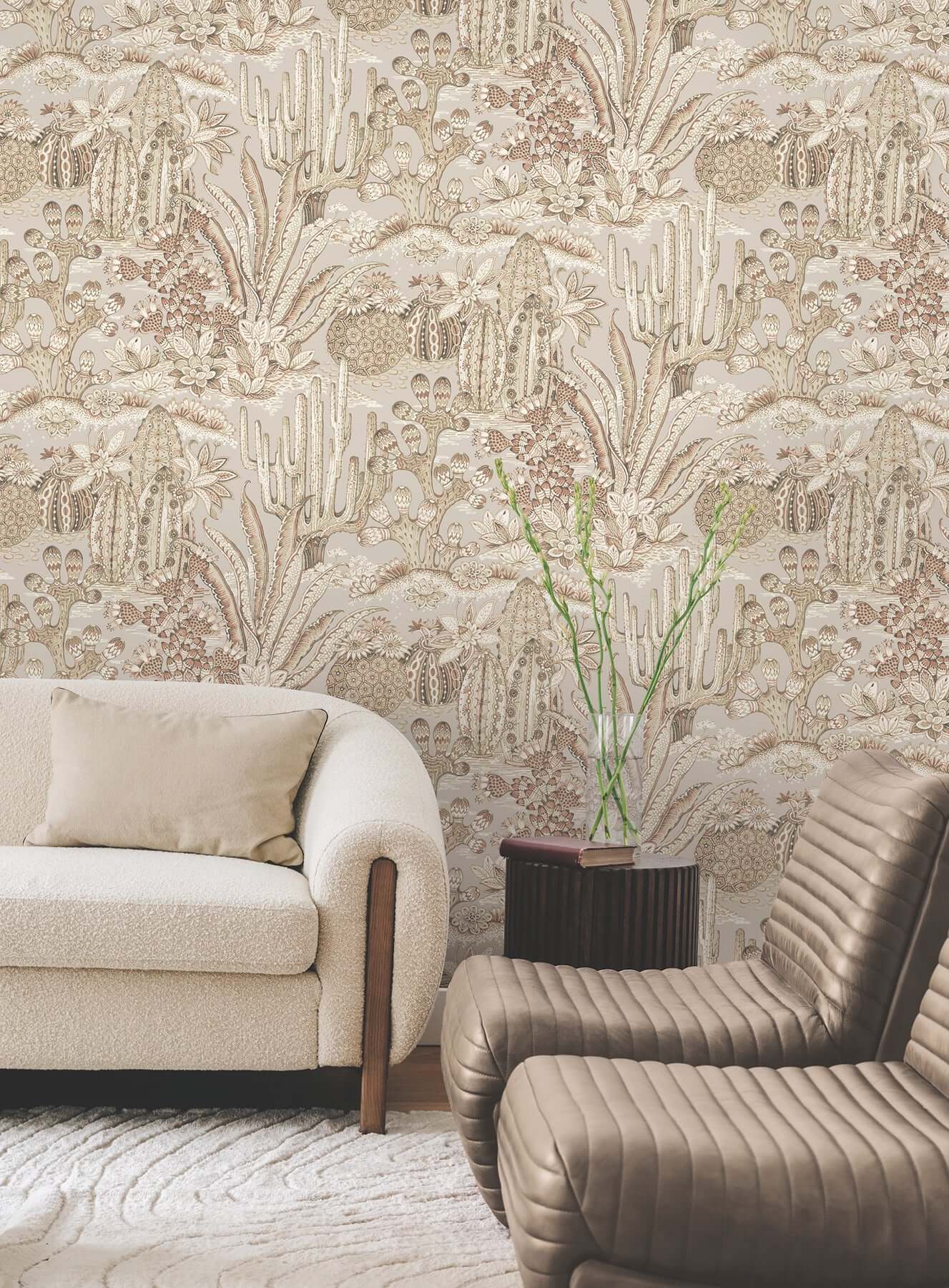 lotus-land-cacti-baked-clay-wallpaper-york-wallcoverings-mt5632 - York Wallcoverings Wallpaper
