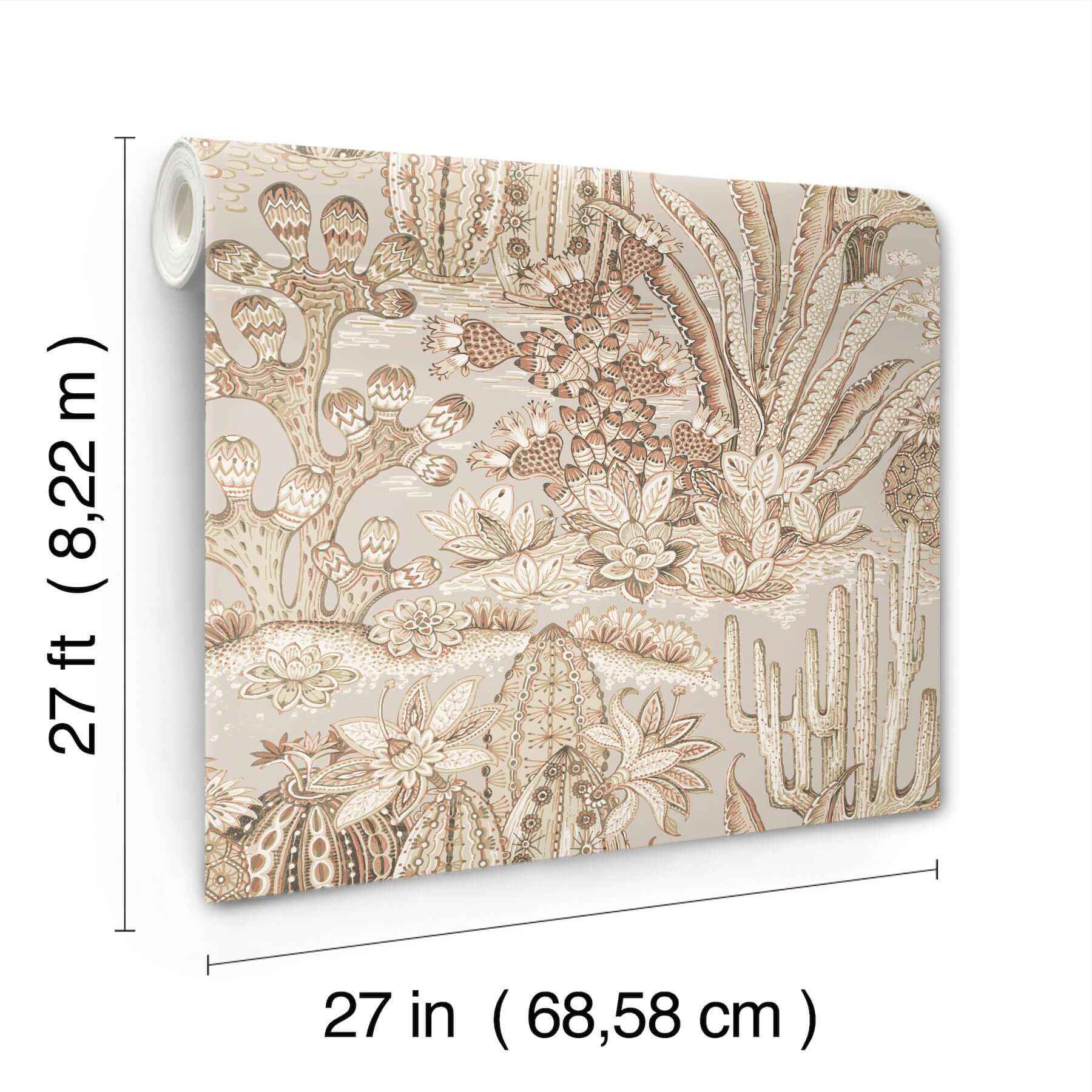 Lotus Land Cacti Baked Clay Wallpaper - York Wallcoverings - MT5632 - York Wallcoverings Wallpaper