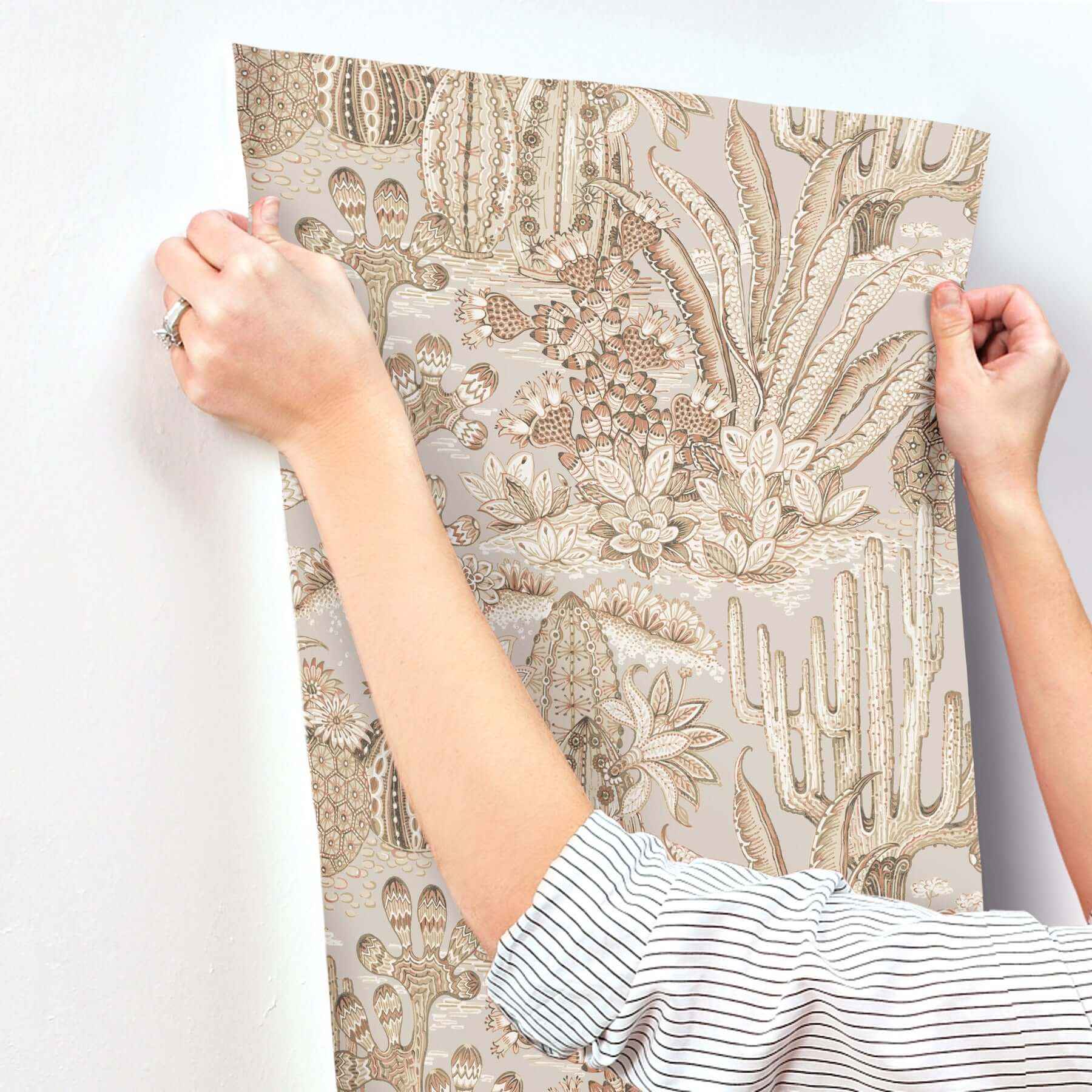Lotus Land Cacti Baked Clay Wallpaper - York Wallcoverings - MT5632 - York Wallcoverings Wallpaper