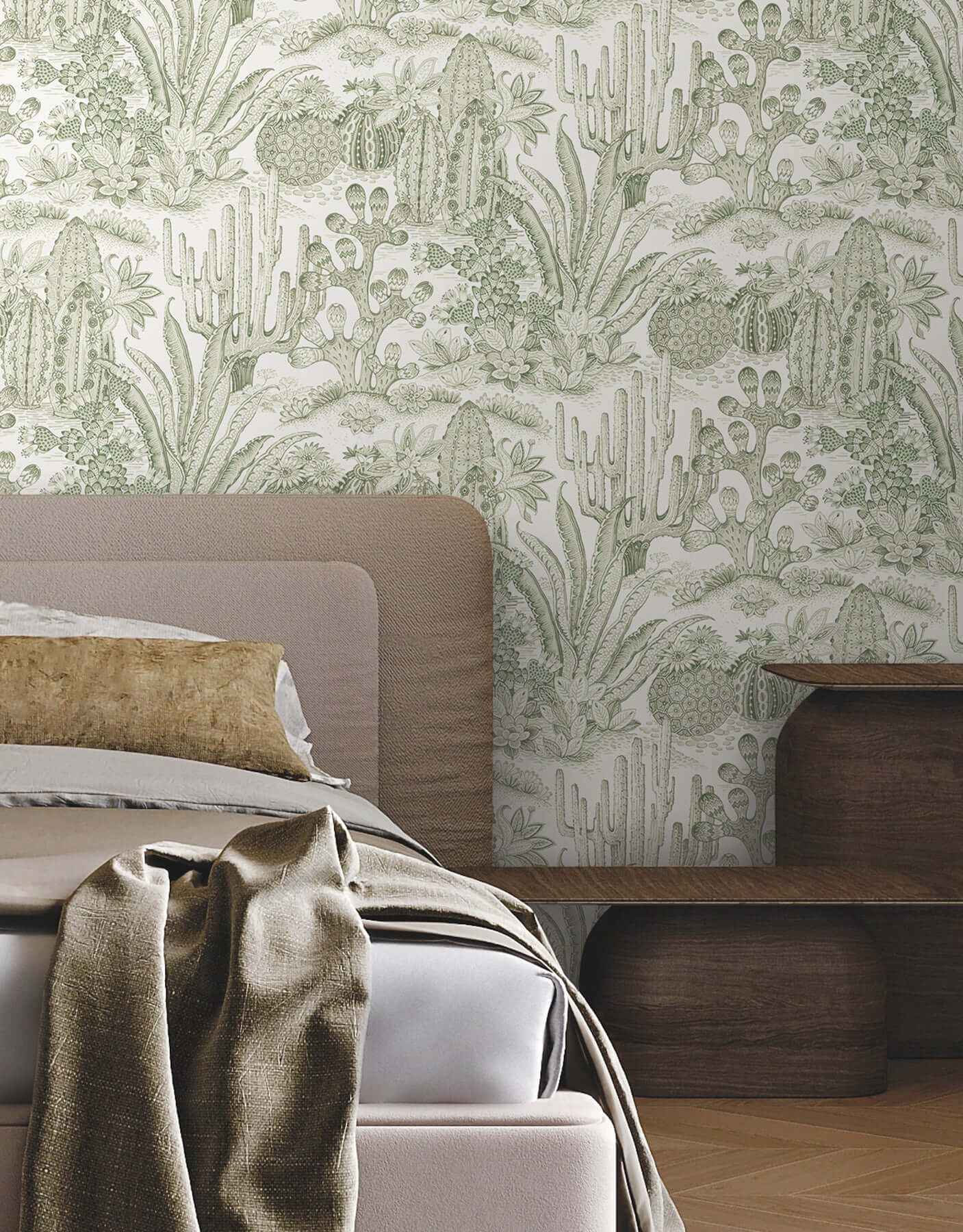 Lotus Land Cacti Palm Wallpaper - York Wallcoverings - MT5631