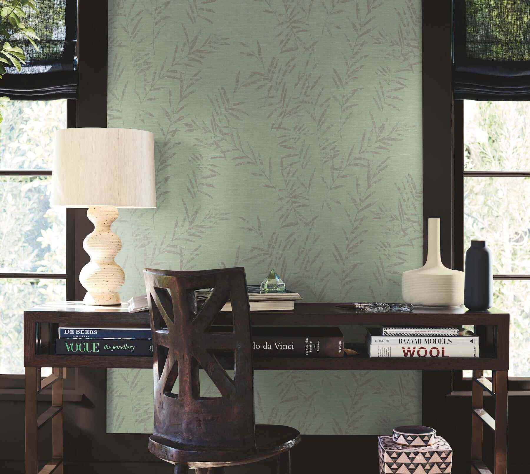 Allerton Bamboo Sage Wallpaper - York Wallcoverings - AB3064 - York Wallcoverings Wallpaper