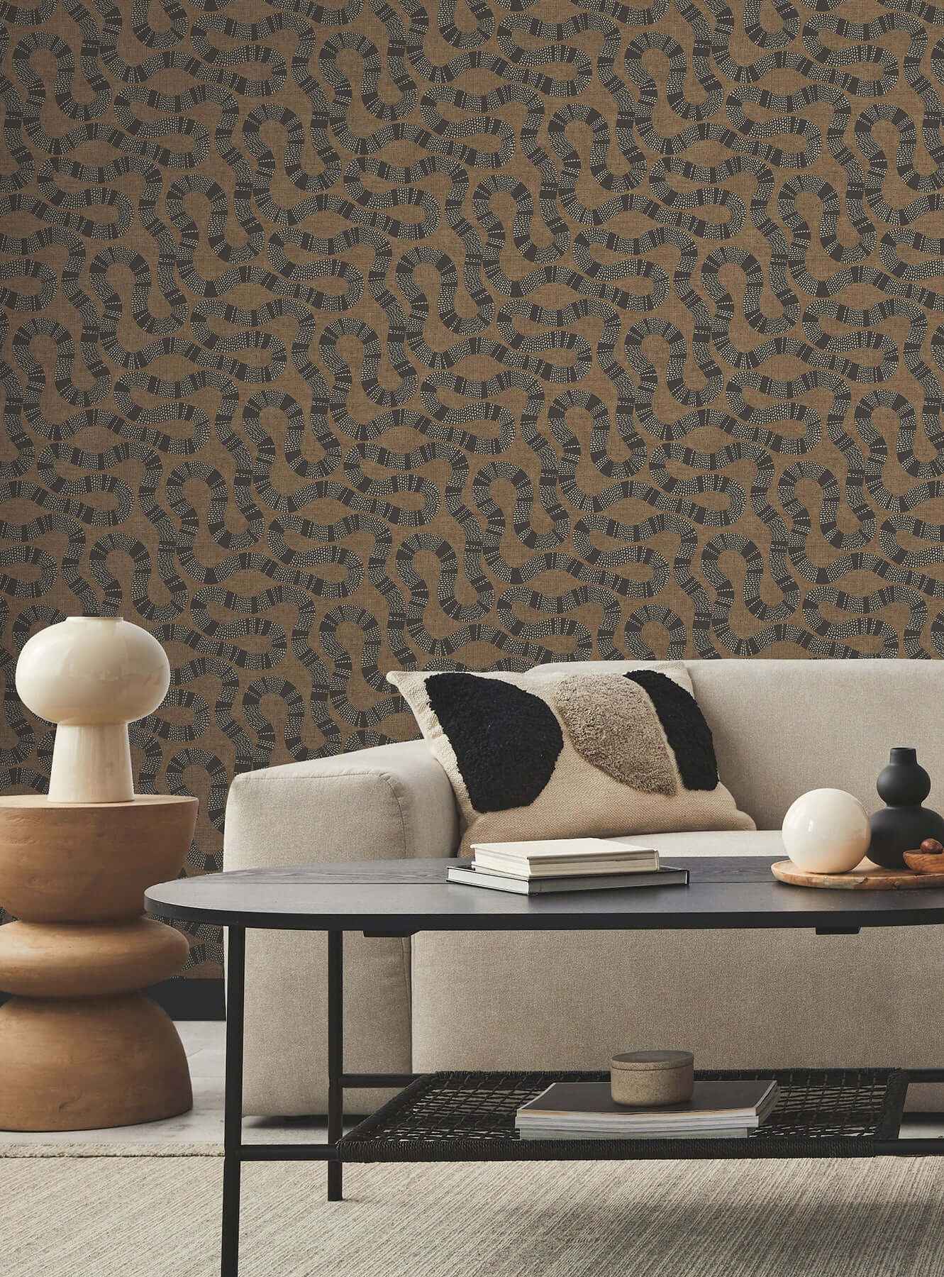 Ophidia Brown Wallpaper - York Wallcoverings - AB3001