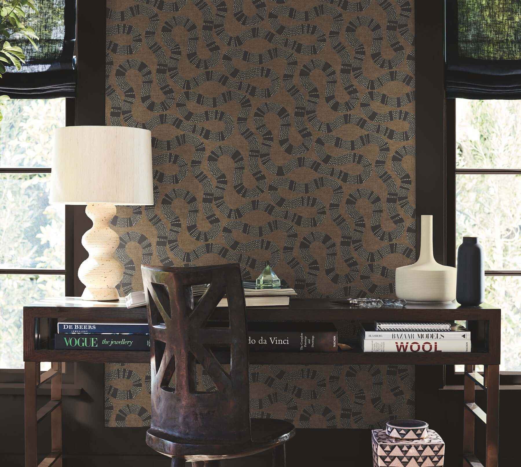 Ophidia Brown Wallpaper - York Wallcoverings - AB3001 - York Wallcoverings Wallpaper