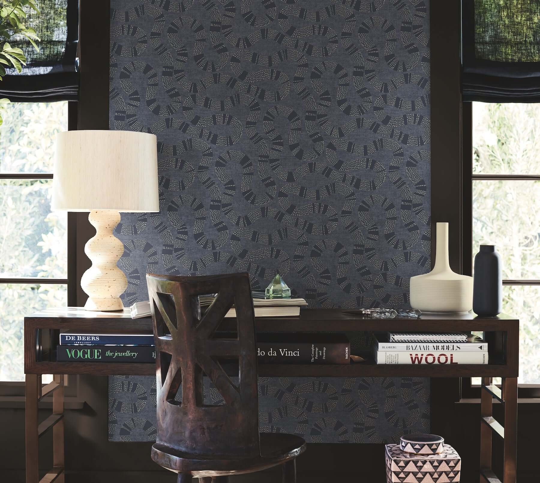 ophidia-navy-wallpaper-york-wallcoverings-ab3002 - York Wallcoverings Wallpaper