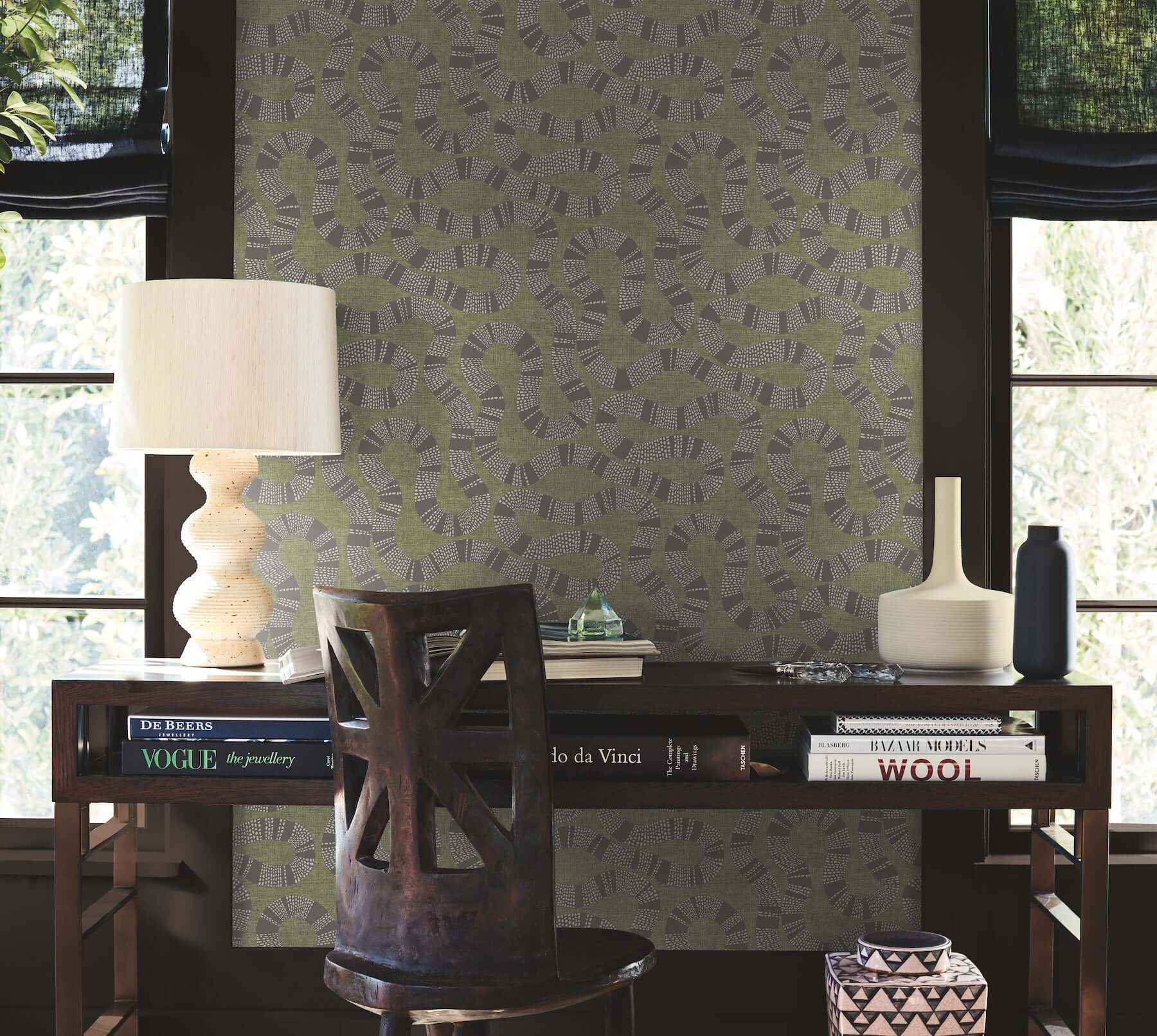 Ophidia Olive Wallpaper - York Wallcoverings - AB3005 - York Wallcoverings Wallpaper