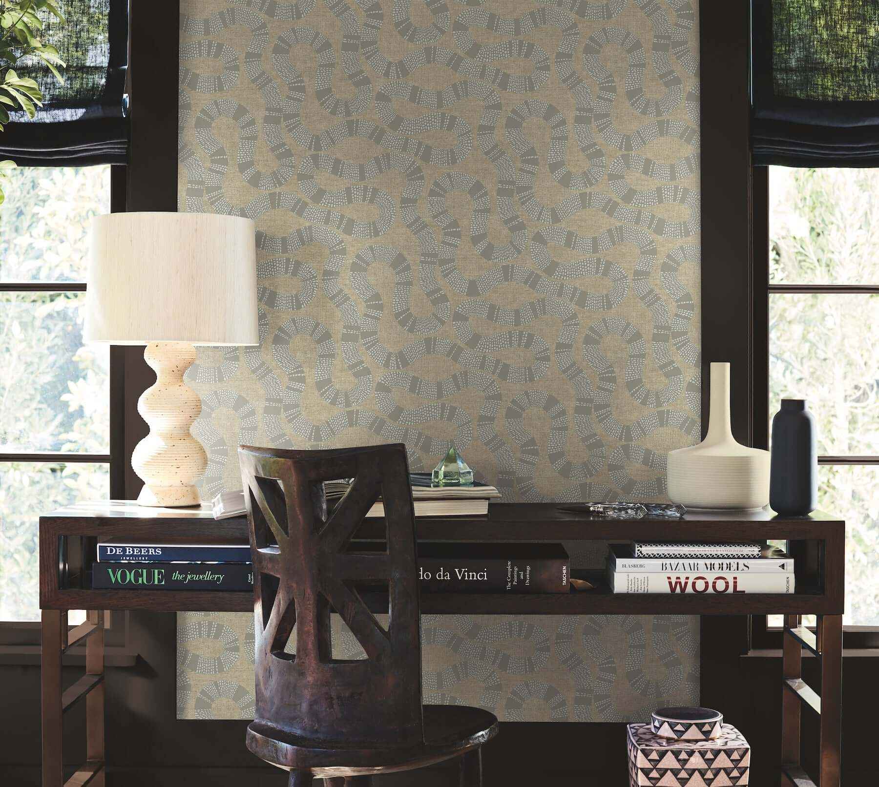 Ophidia Taupe Wallpaper - York Wallcoverings - AB3003 - York Wallcoverings Wallpaper