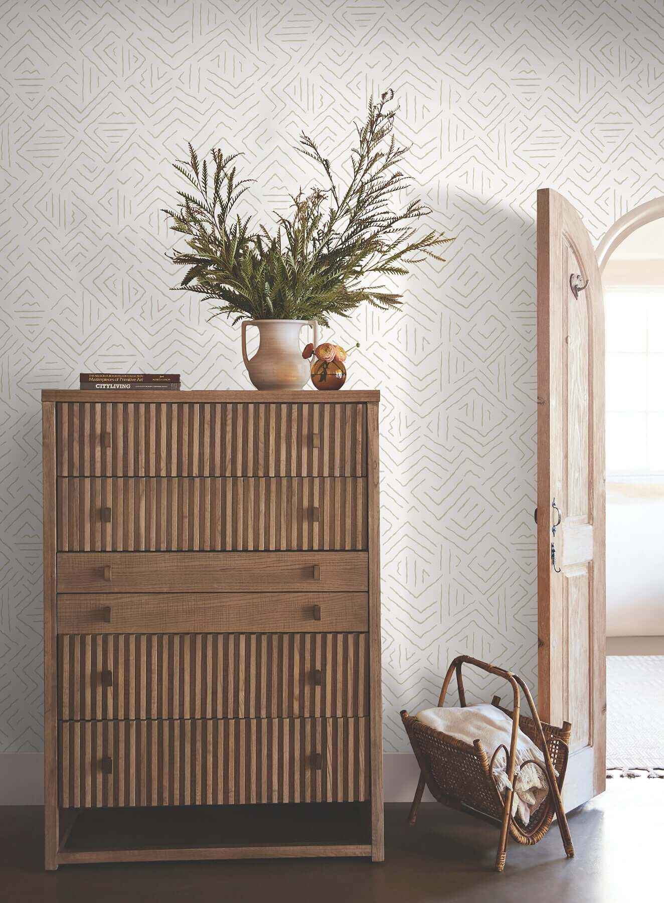 Sirih Beige Wallpaper - York Wallcoverings - AB3085
