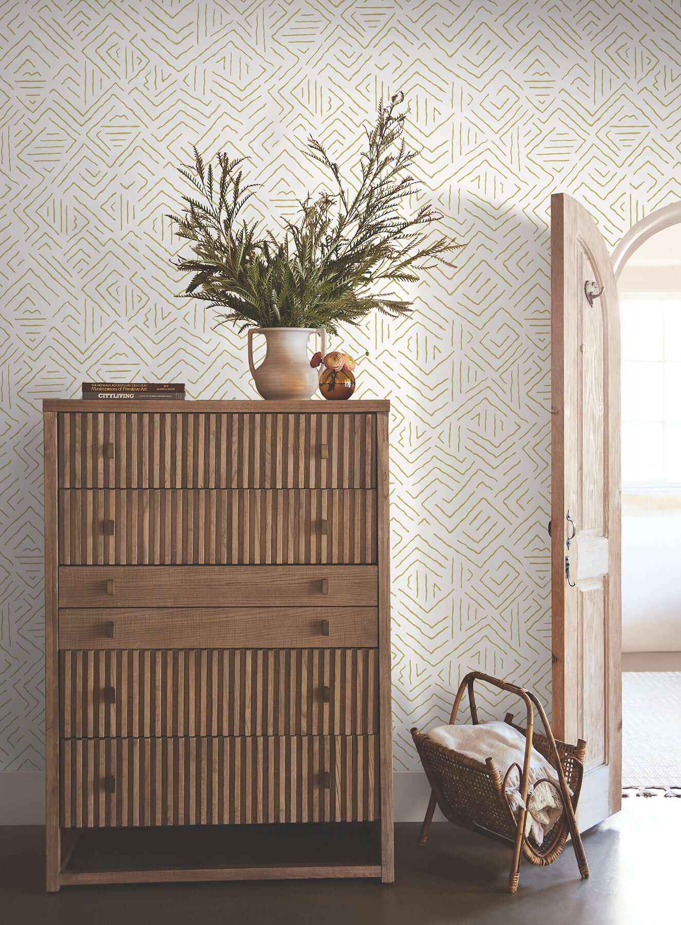 Sirih Ochre Wallpaper - York Wallcoverings - AB3084 - York Wallcoverings Wallpaper