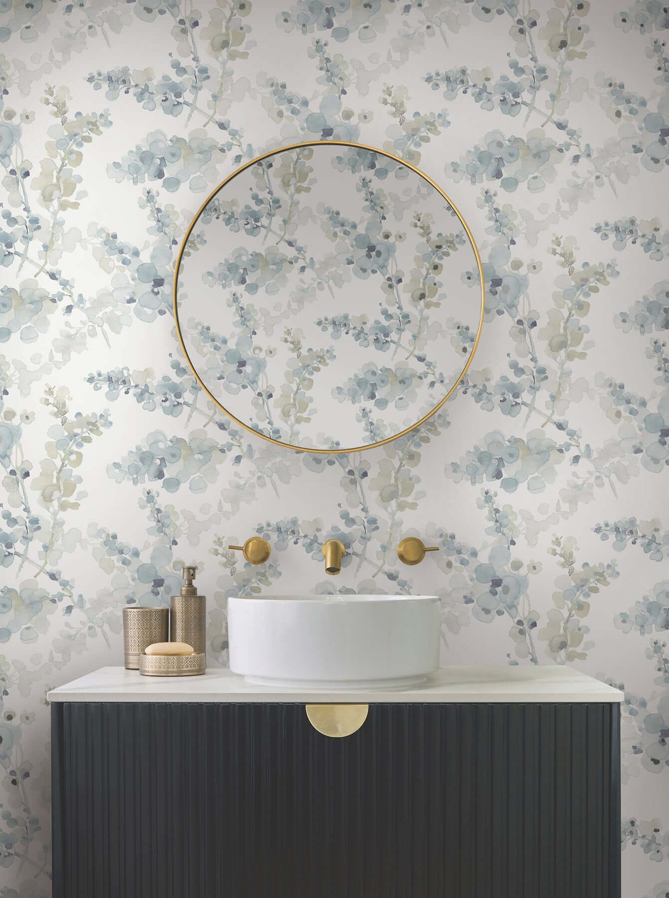 blossom-fling-blue-peel-stick-wallpaper-york-wallcoverings-psw1602rl - York Wallpaper Wallpaper