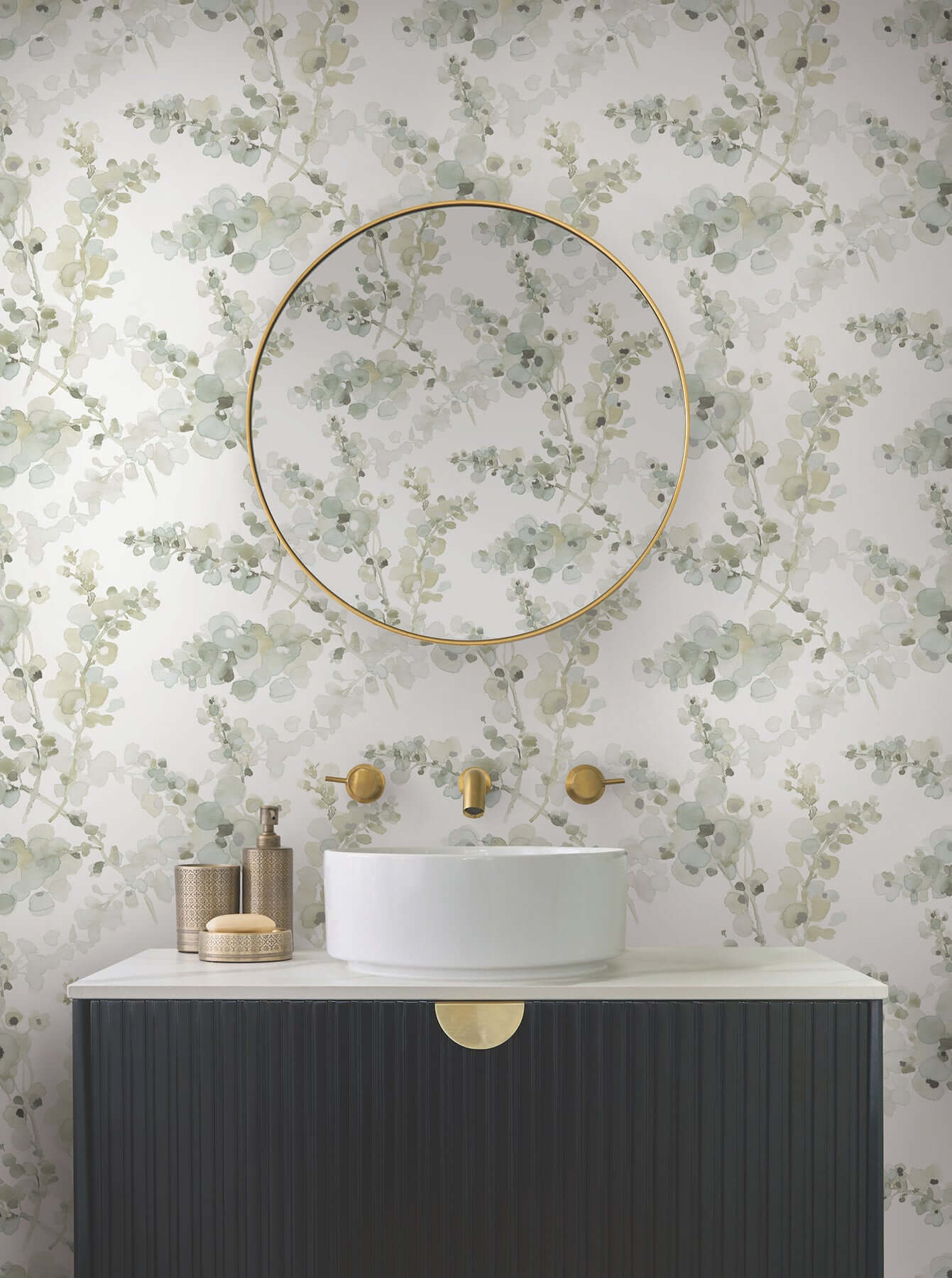 blossom-fling-mineral-green-peel-stick-wallpaper-york-wallcoverings-psw1601rl - York Wallpaper Wallpaper