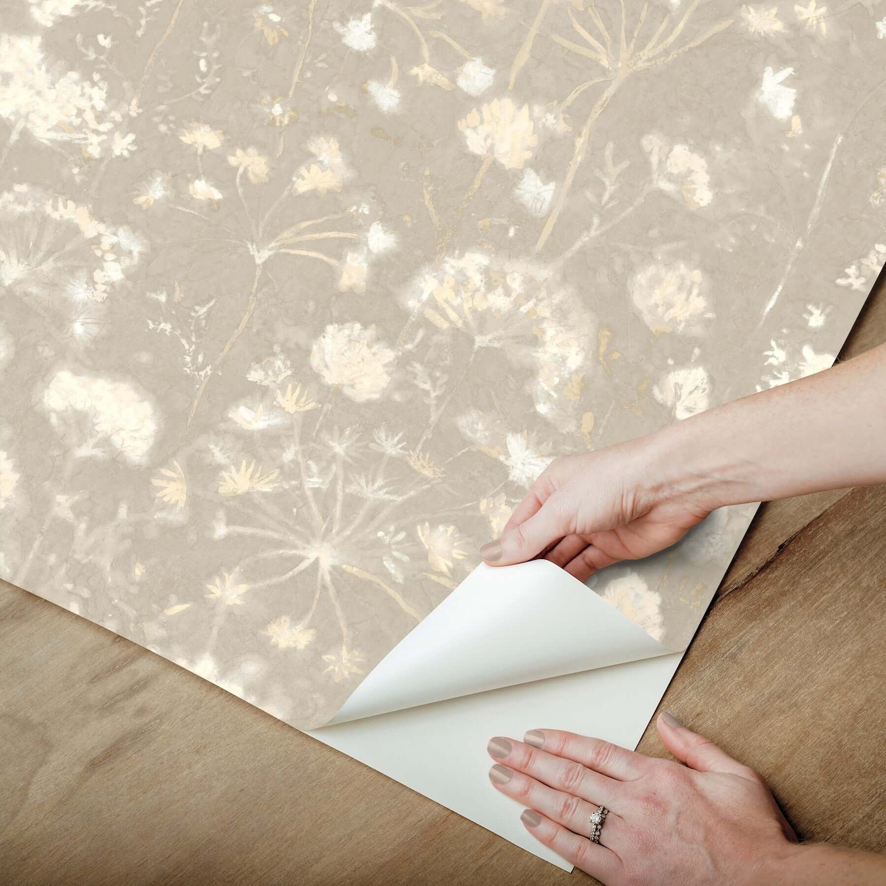 botanical-fantasy-soft-taupe-peel-stick-wallpaper-york-wallcoverings-psw1605rl - York Wallpaper Wallpaper