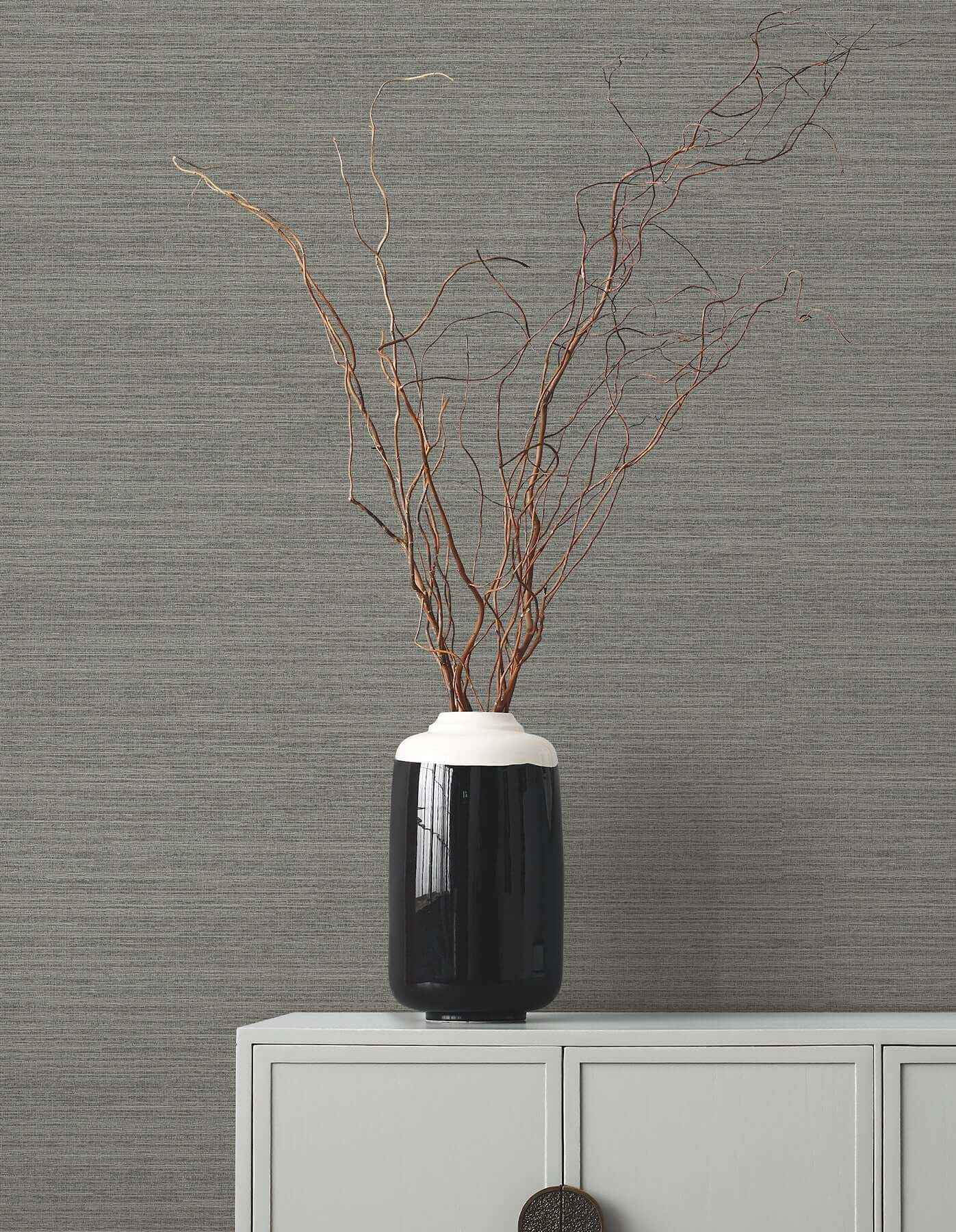 Amyra Silk Charcoal Wallpaper - York Wallcoverings - ZA8097N - York Wallcoverings Wallpaper