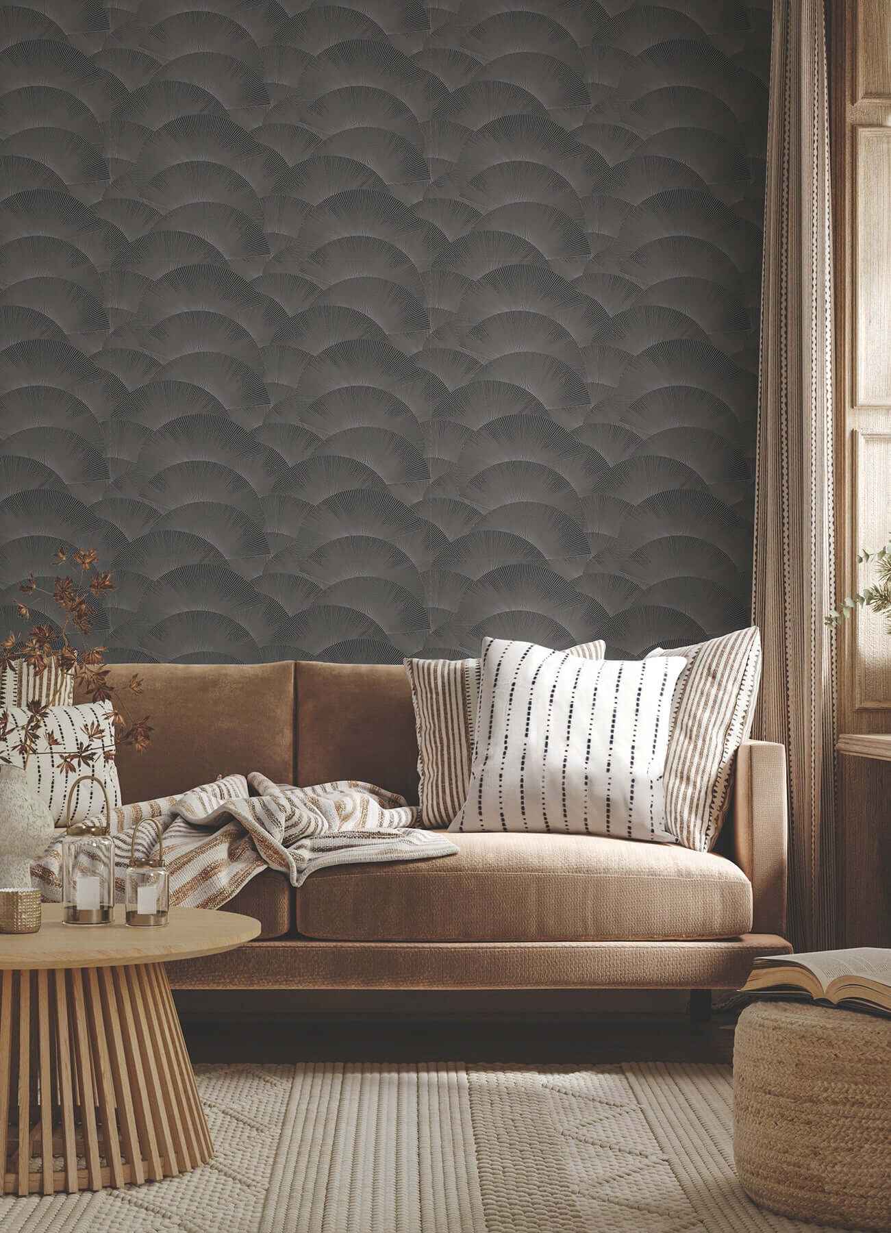 Morning Shell Black & Grey Wallpaper - York Wallcoverings - ZA8022 - York Wallcoverings Wallpaper