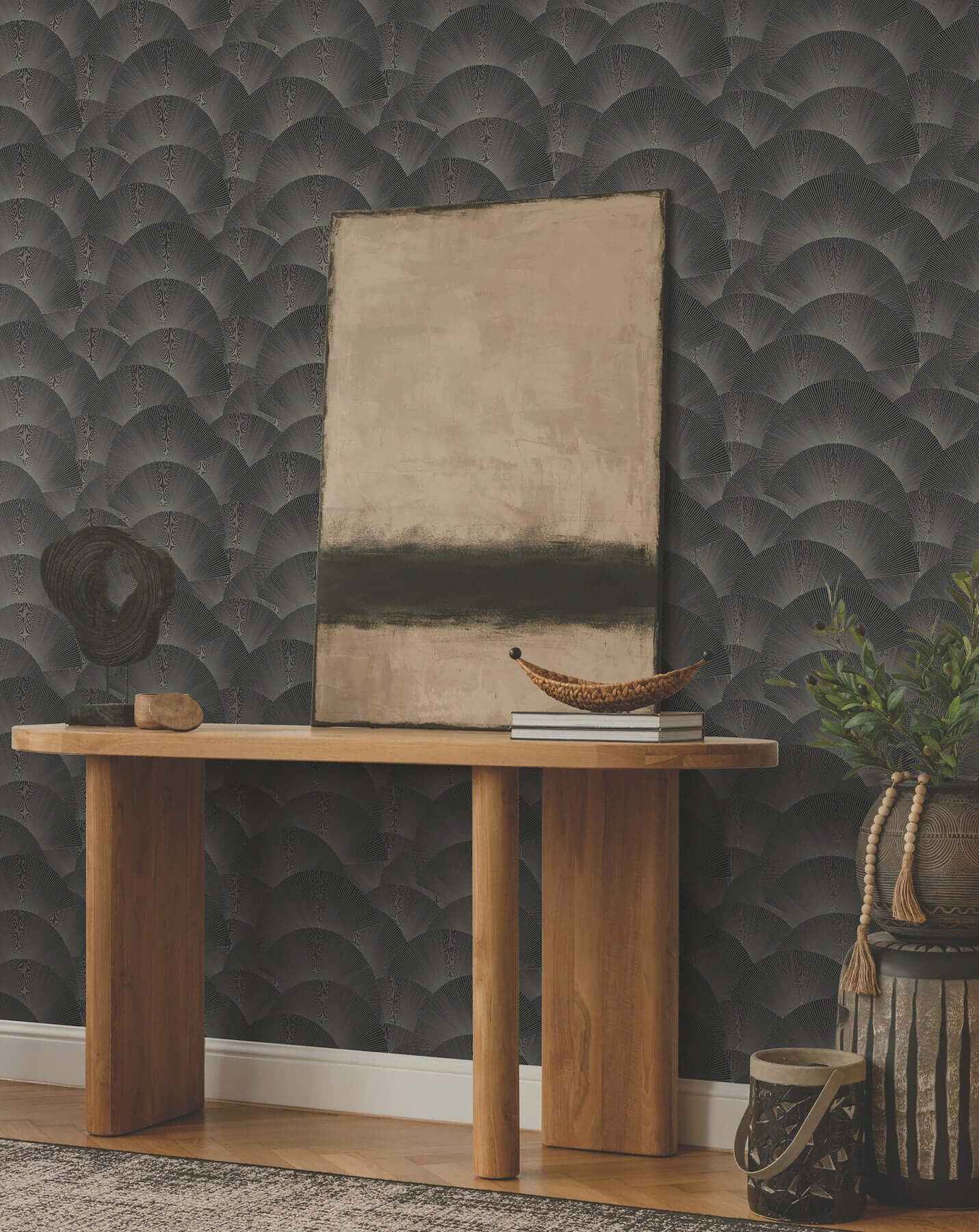 Morning Shell Black & Grey Wallpaper - York Wallcoverings - ZA8022 - York Wallcoverings Wallpaper