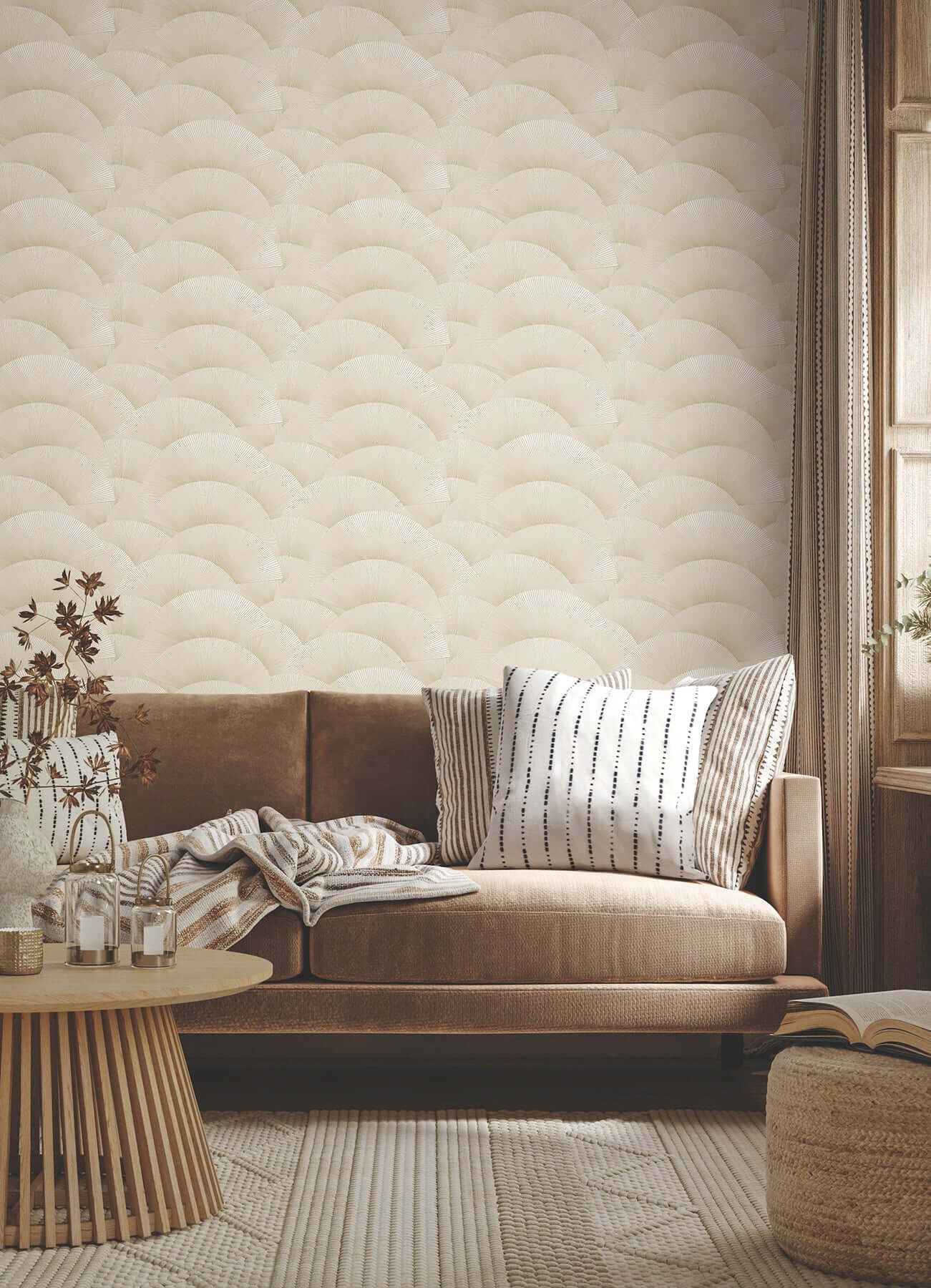 Morning Shell Cream & Gold Wallpaper - York Wallcoverings - ZA8021 - York Wallcoverings Wallpaper