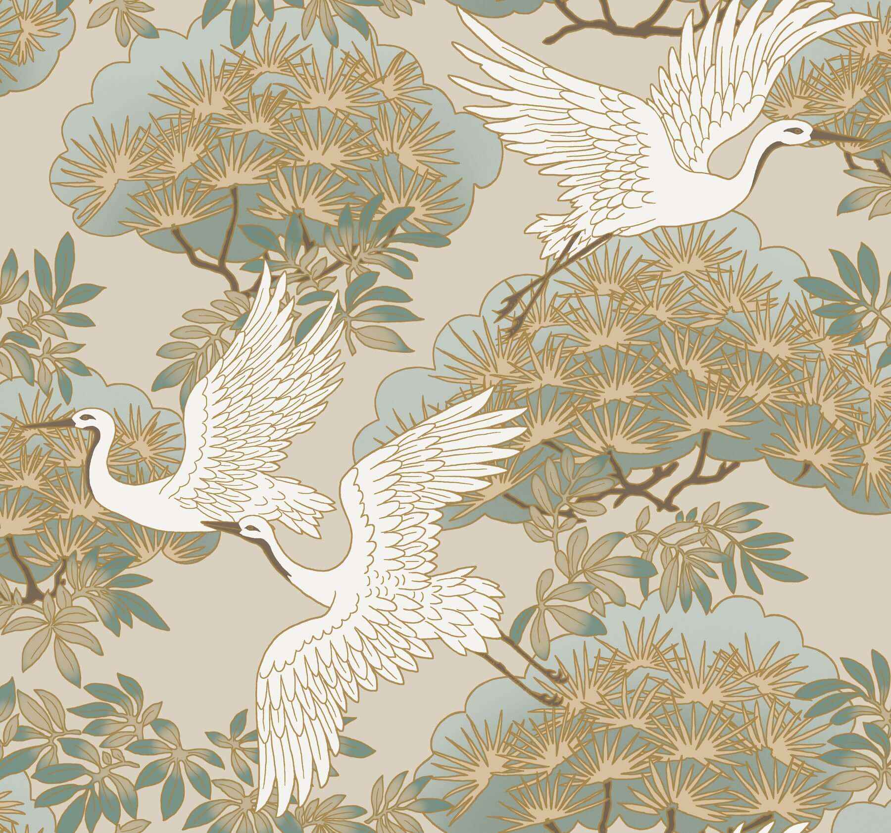 Sprig & Heron Beige Wallpaper - York Wallcoverings - ZA8009 - York Wallcoverings Wallpaper