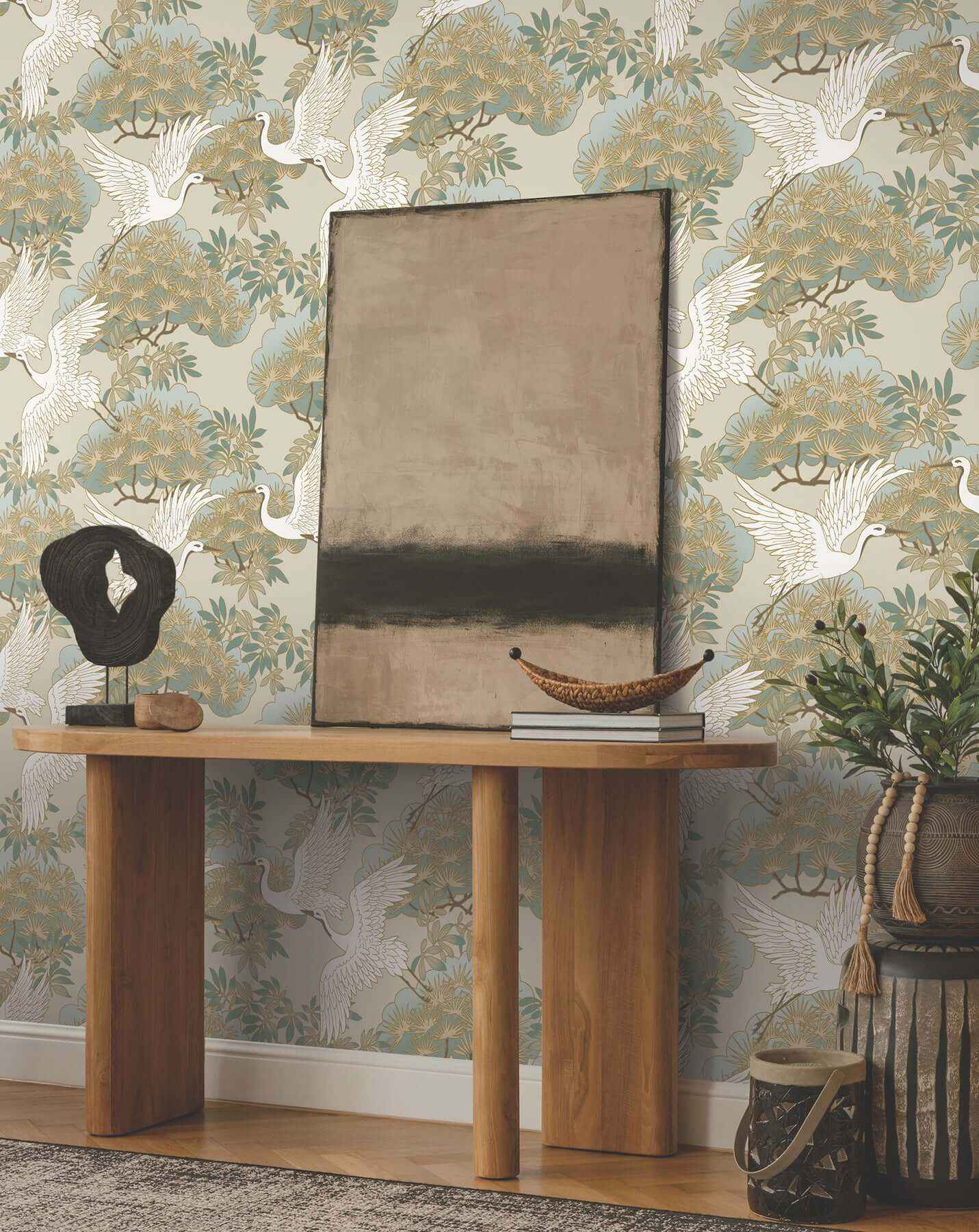 Sprig & Heron Beige Wallpaper - York Wallcoverings - ZA8009 - York Wallcoverings Wallpaper